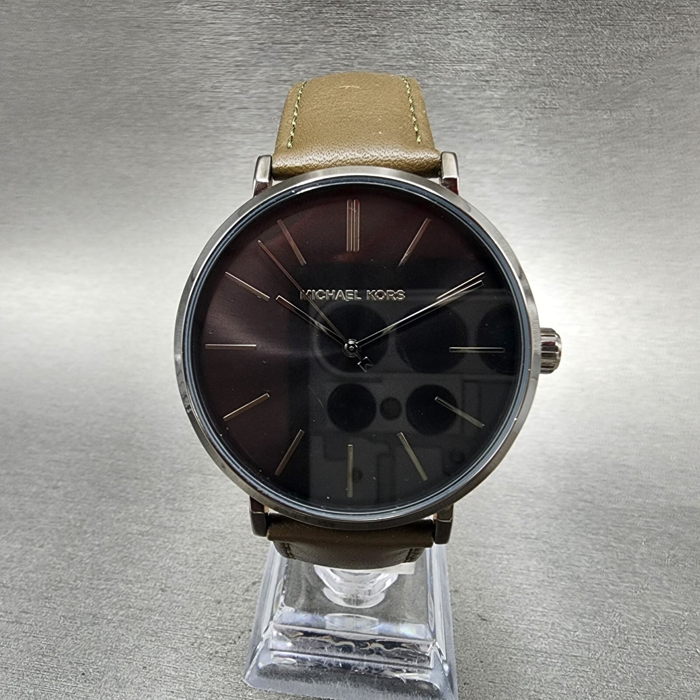 Michael Kors Auden Watch Men 41mm Black Dial Gray Tone MK7147 Round New Battery