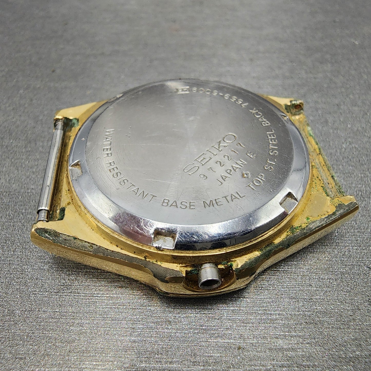 Seiko SQ Watch Men 37mm Black Dial Gold Tone Daydate 7559-6009 PARTS