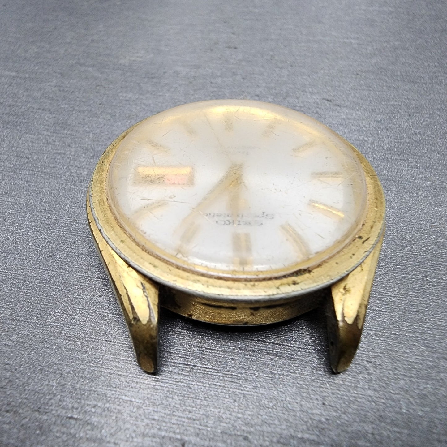 Seiko Sportsmatic 5 Deluxe Watch Men 38mm Silver Dial Gold Tone 7619-9010 PARTS