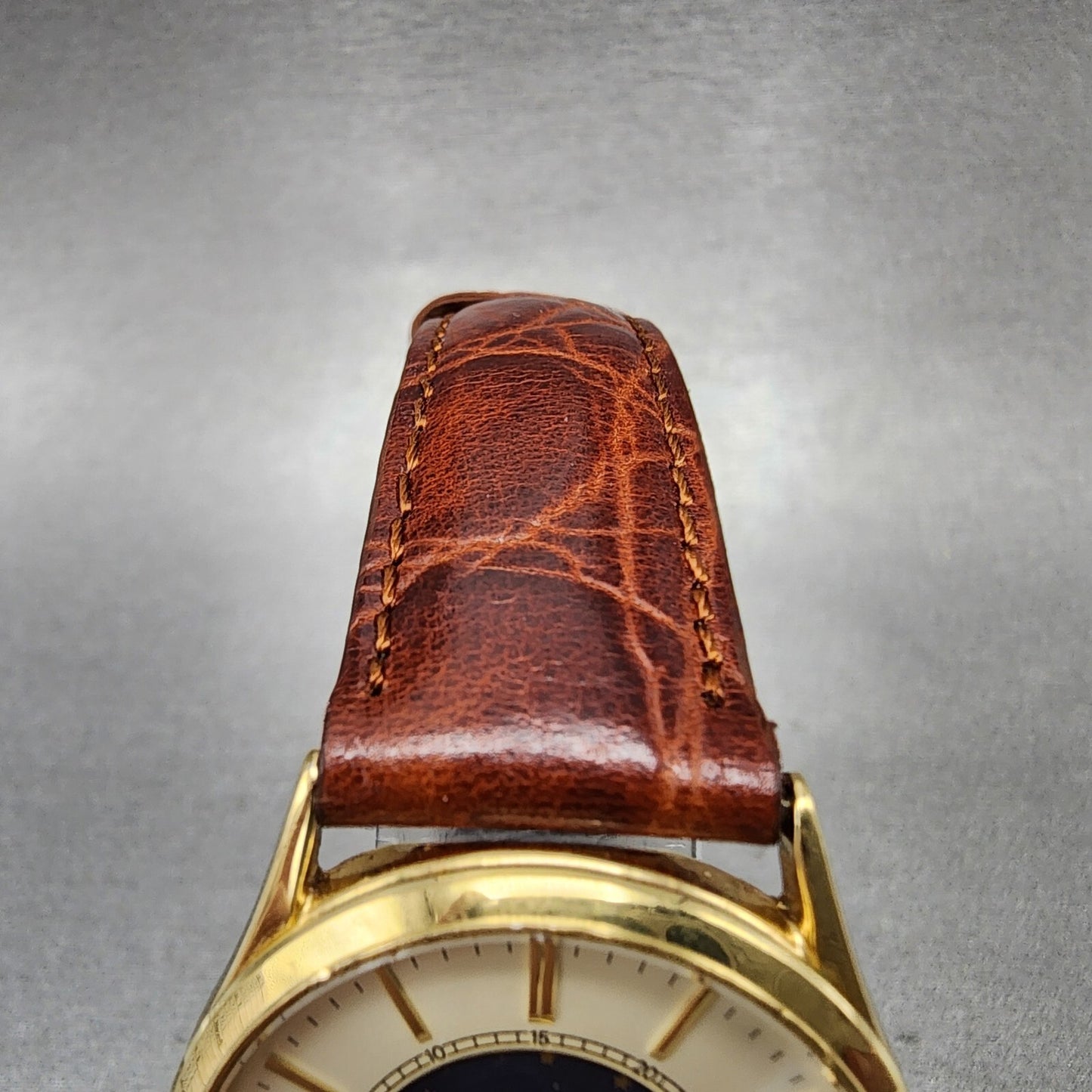Seiko Moonphase Watch Men 32mm Silver Dial Gold Tone Date 7434-7008 PARTS