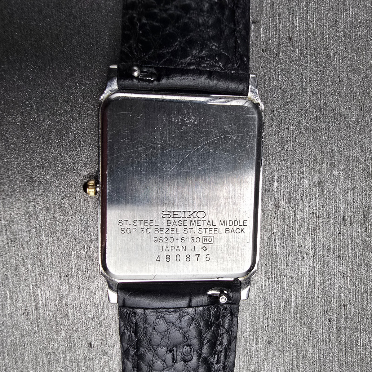 Seiko Dolce Watch Men 25mm Champagne Dial Two Tone Rectangle 9520-5130 New Batt10