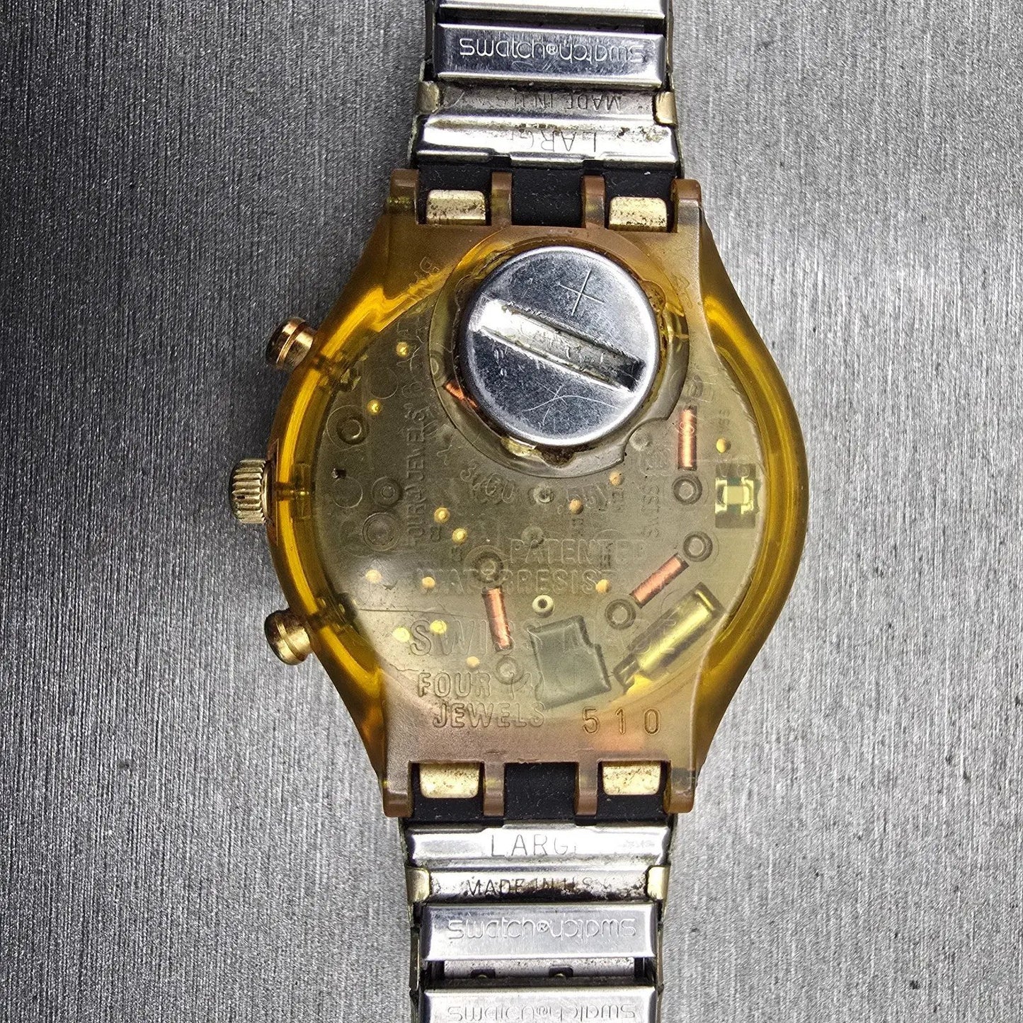 Swatch Chronograph Clocher Watch Men Champagne Dial Date SJC400 New Battery10
