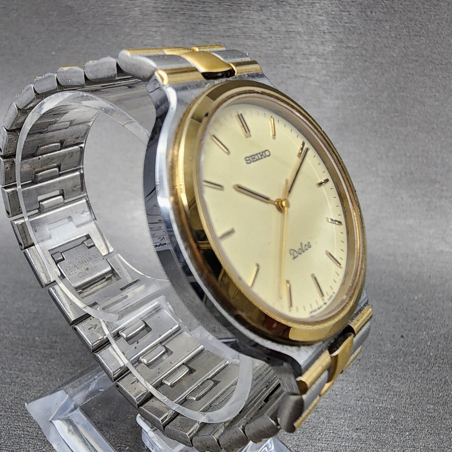 Seiko Dolce Watch Men 35mm Cream Dial Two Tone Round 8N41-7020 New Battery