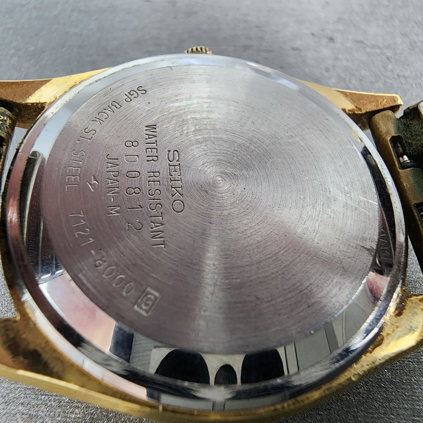 Seiko Watch Men 36mm Champagne Dial Gold Tone Round 7121-8000 New Battery