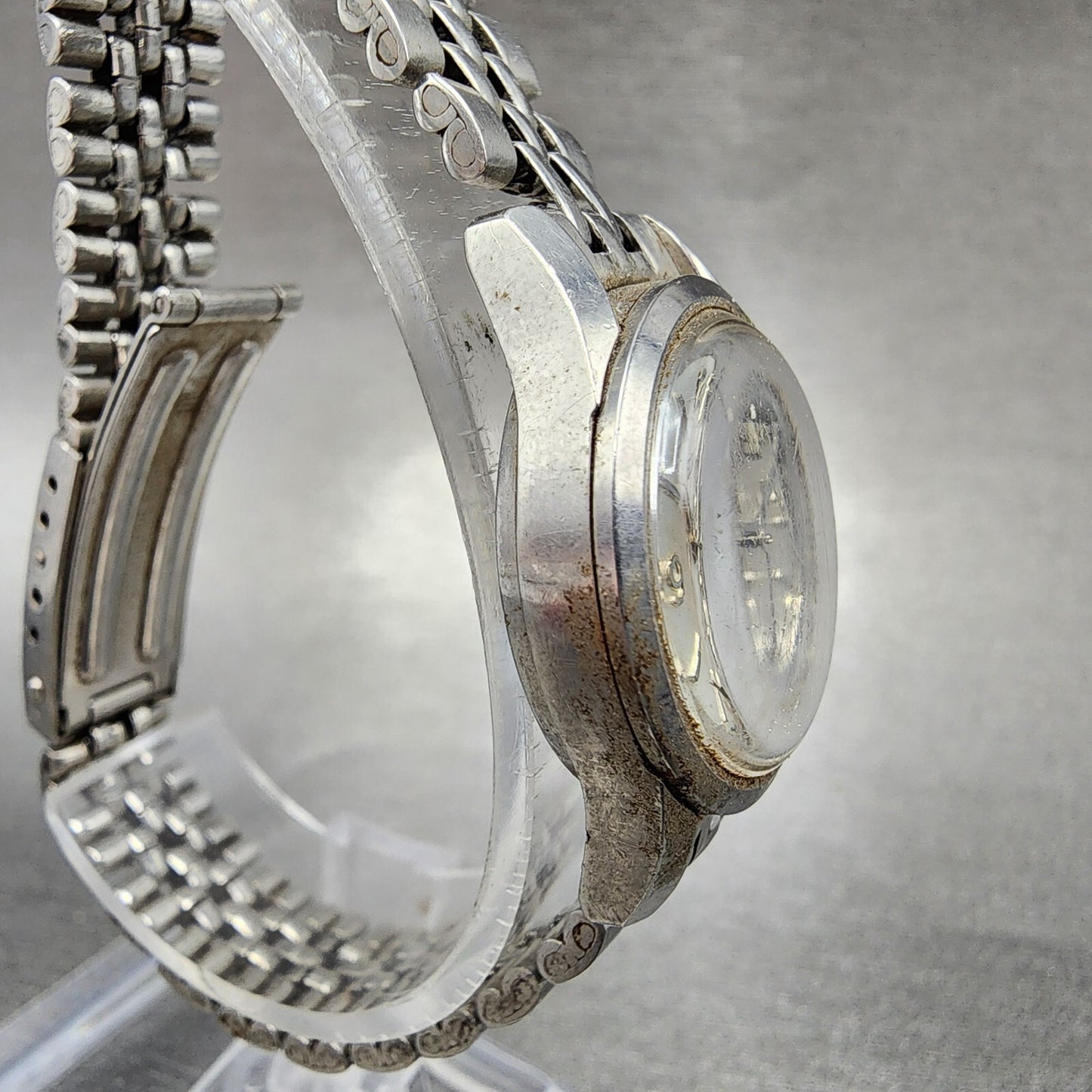 Seiko Watch Women 23mm Silver Dial Steel Round Manual Wind 2104-0091 PARTS