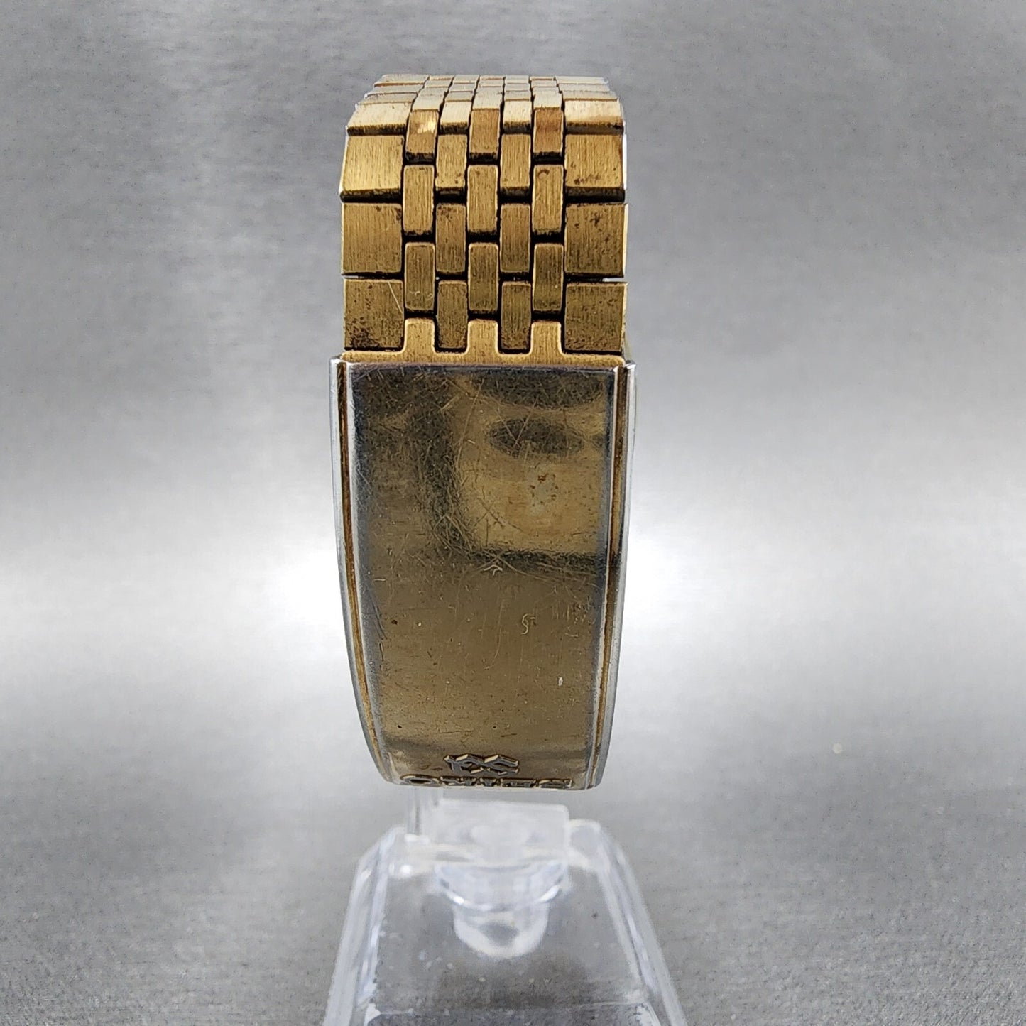 Seiko Watch Men 32mm Gold Dial Gold Tone Rectangle 7810-5139 New Battery