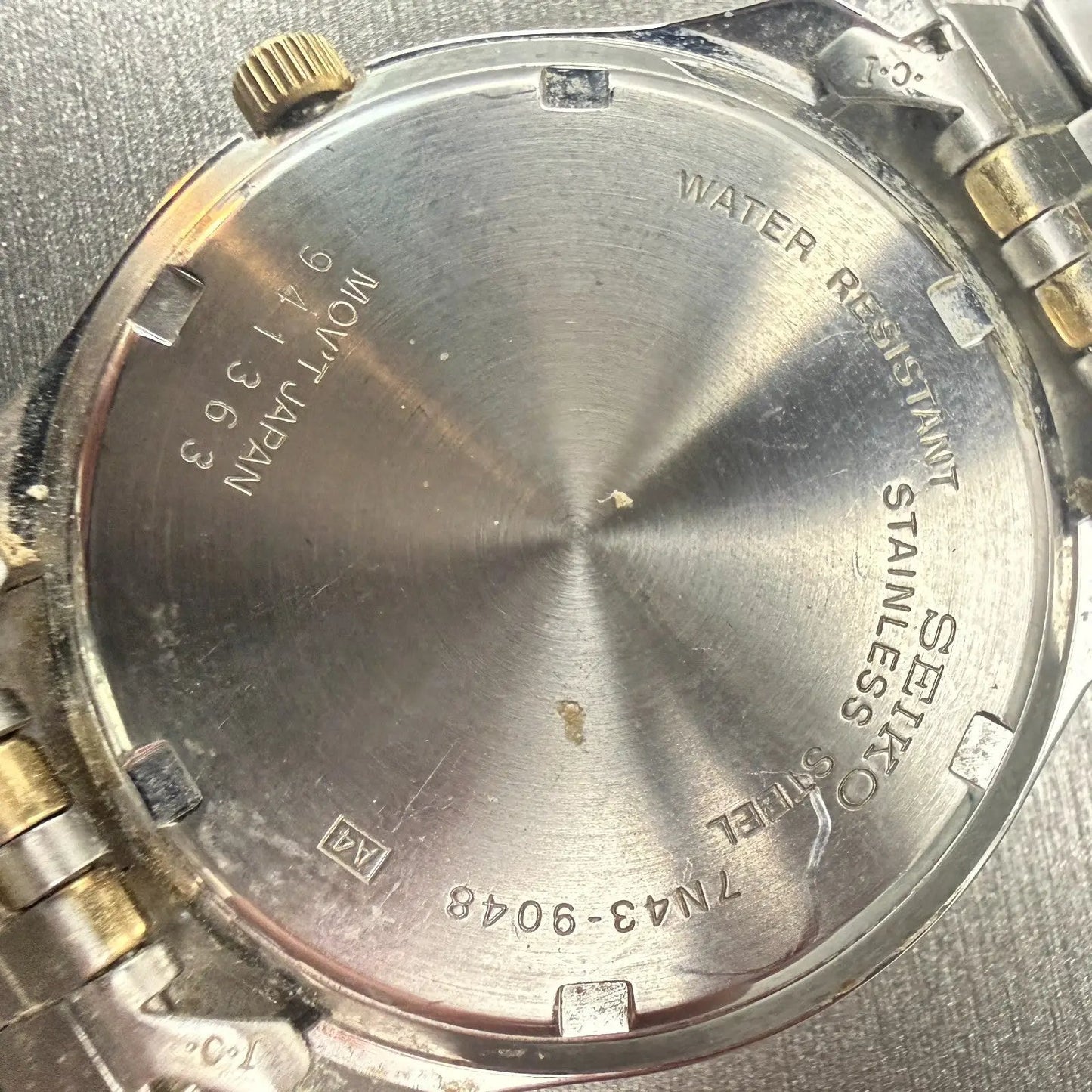 Seiko Watch Men 37mm Silver Dial Two Tone Daydate Round 7N43-9048 New Battery10
