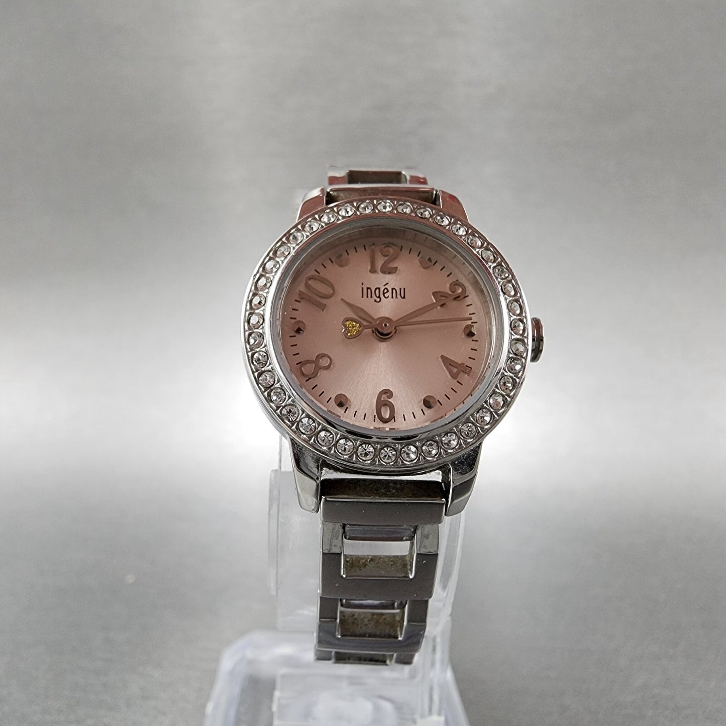 Seiko ALBA Ingenu Watch Women 22mm Pink Dial Silver Tone Crystal Bezel New Batt
