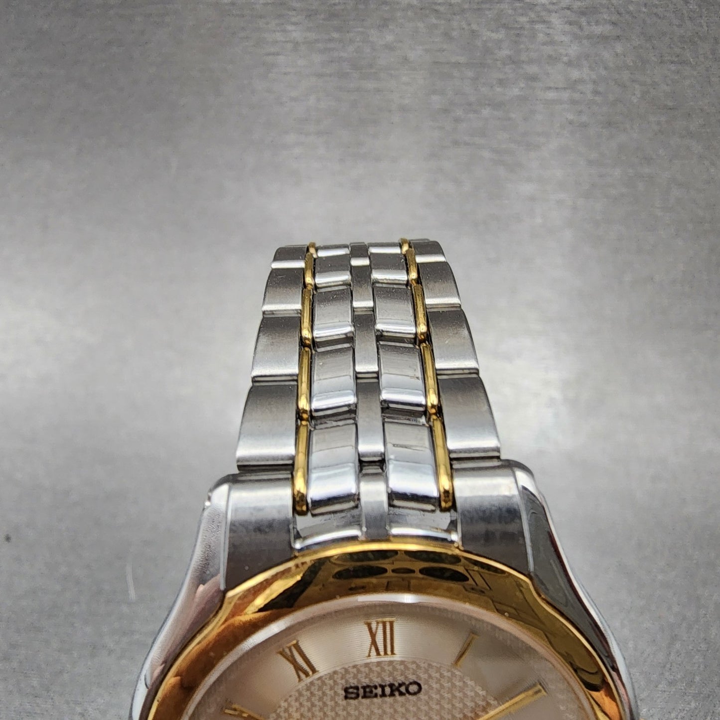 Seiko Dolce Watch Men 34mm Cream Dial Two Tone Round 8j41-6030 New Battery