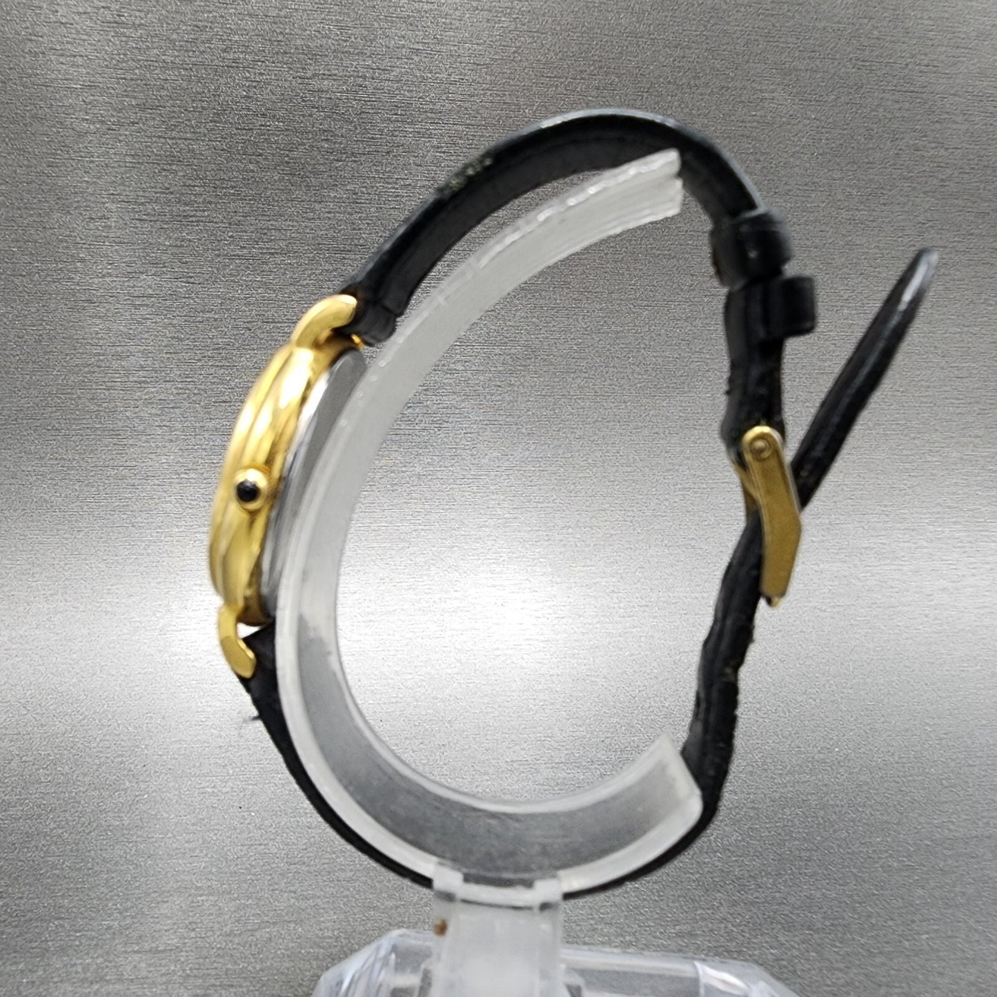 Movado Watch Women 28mm Black Dial Gold Tone Round 87.66.835 New Battery VTG