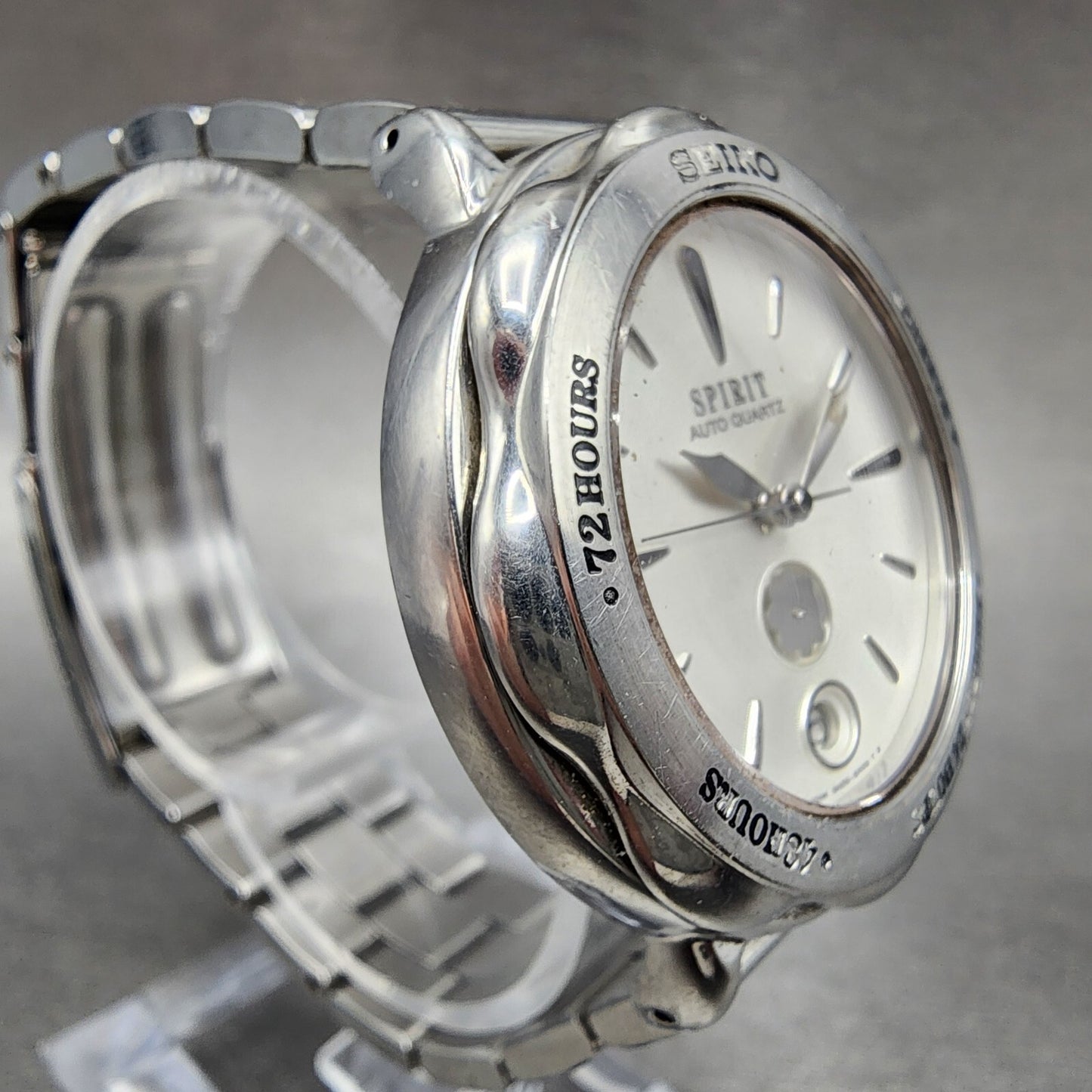 Seiko Spirit Auto quartz Watch Men 38mm White Dial Steel Date 5M25-6A00 PARTS