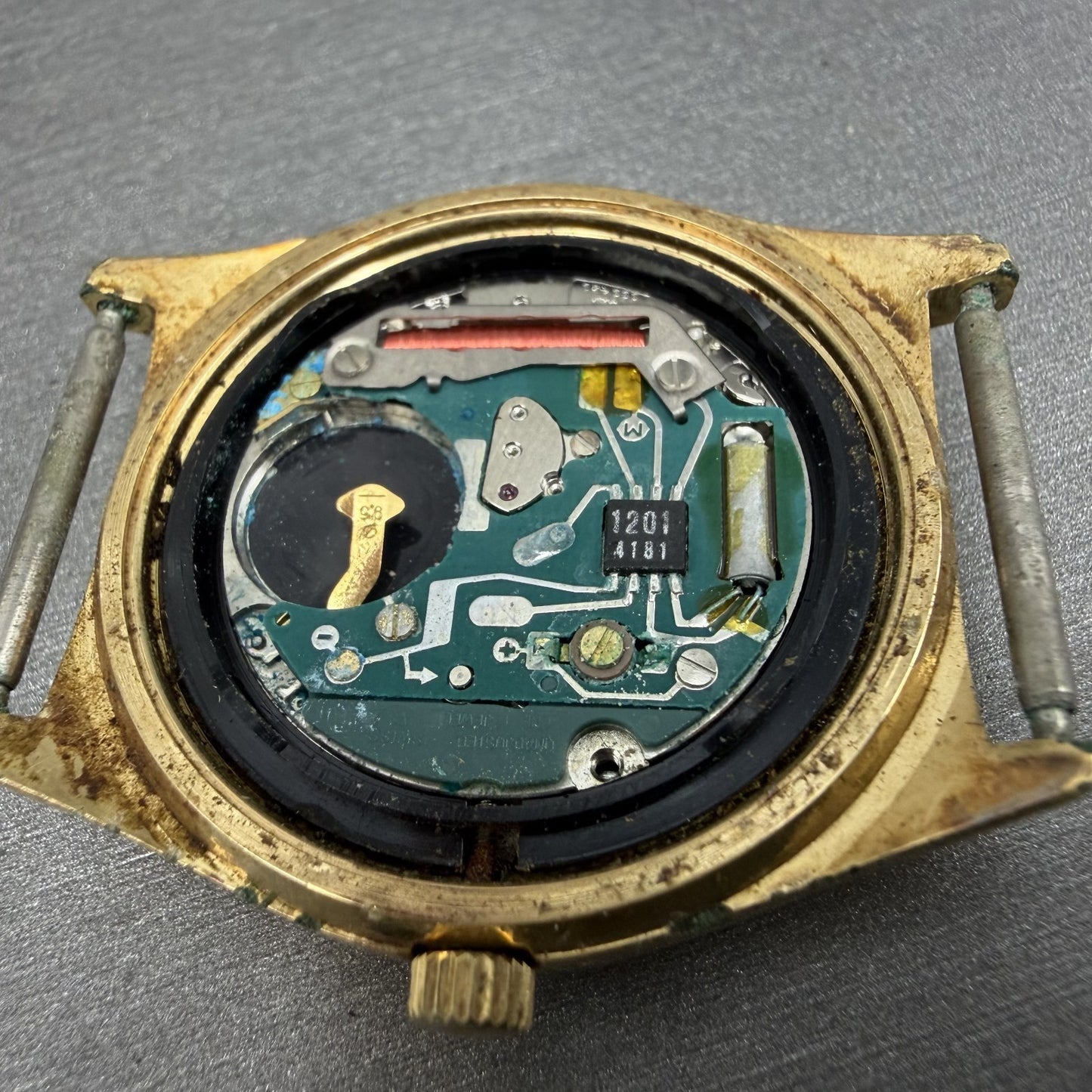 Hamilton Watch Men 34mm Silver Dial Gold Tone Daydate Round 9956 PARTS13