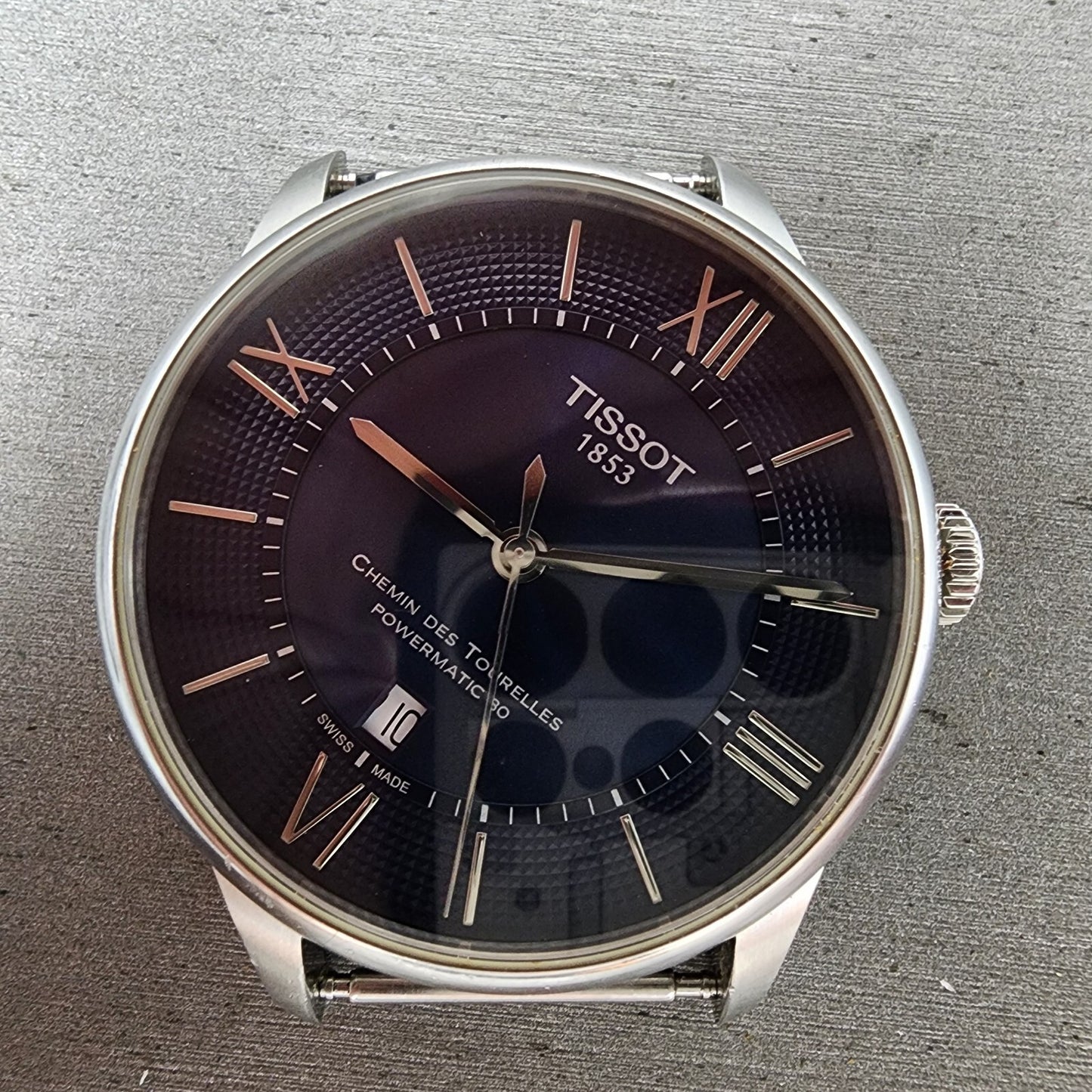 Tissot Chemin Des Tourelles Powermatic 80 Watch Men Blue Dial Steel Date READ!!