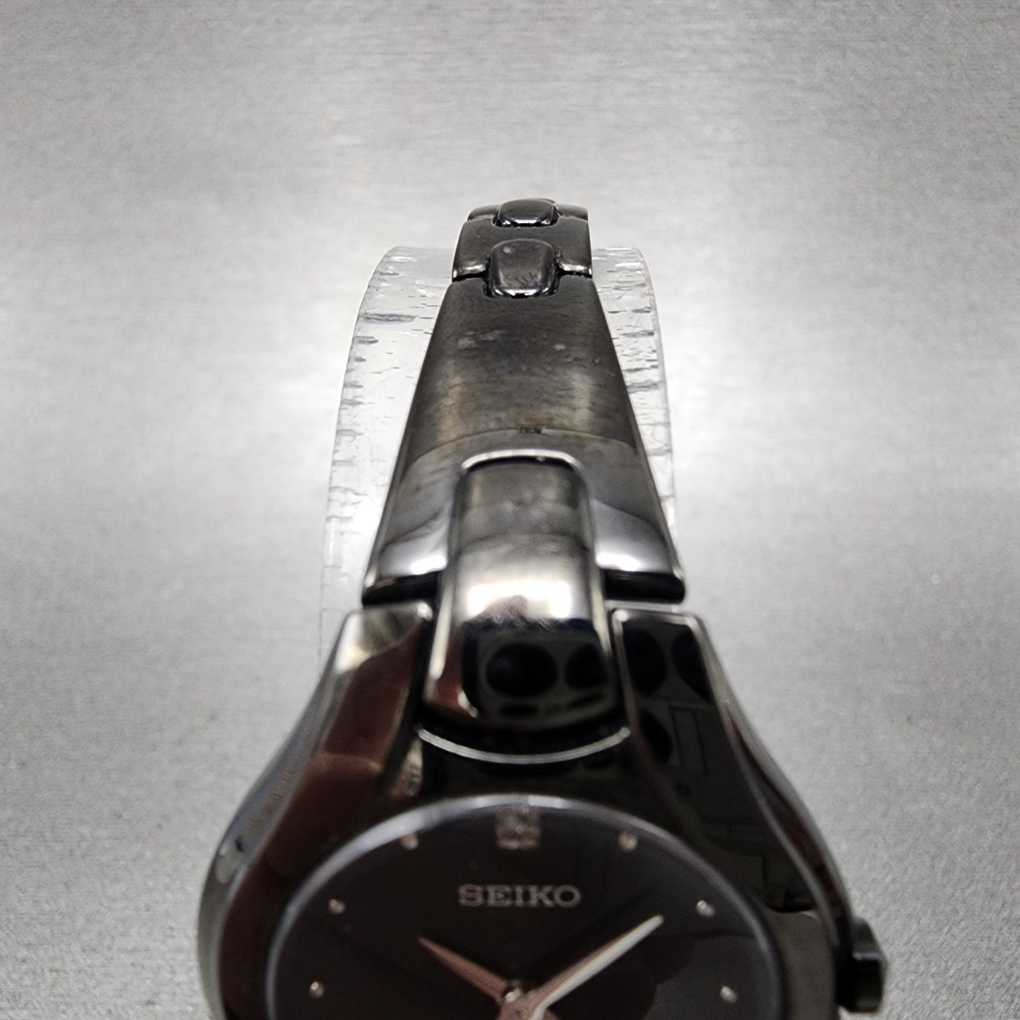 Seiko Watch Women 25mm Black Dial Black Tone Diamond 1n00-0rc0 New Battery
