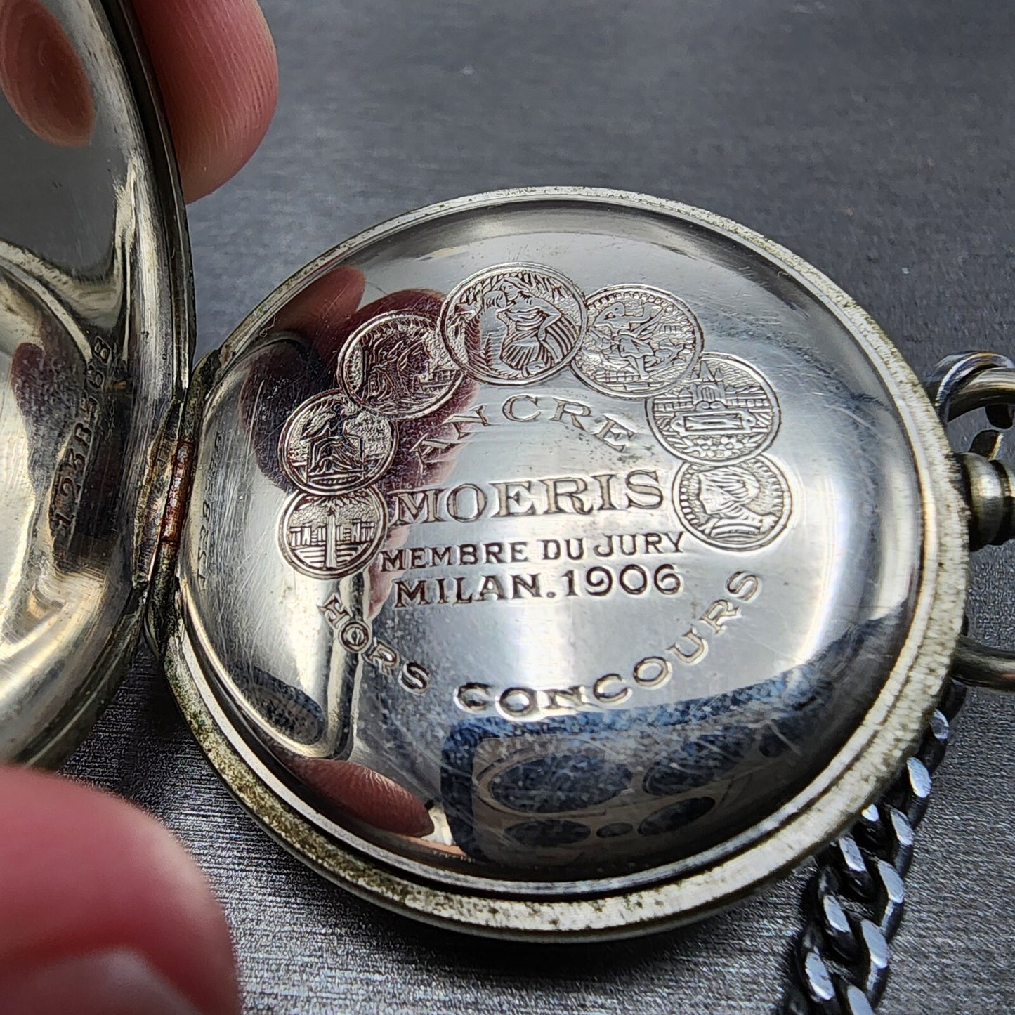 Moeris Pocket Watch Men 43mm White Dial Steel Manual Wind READ!!! Vintage