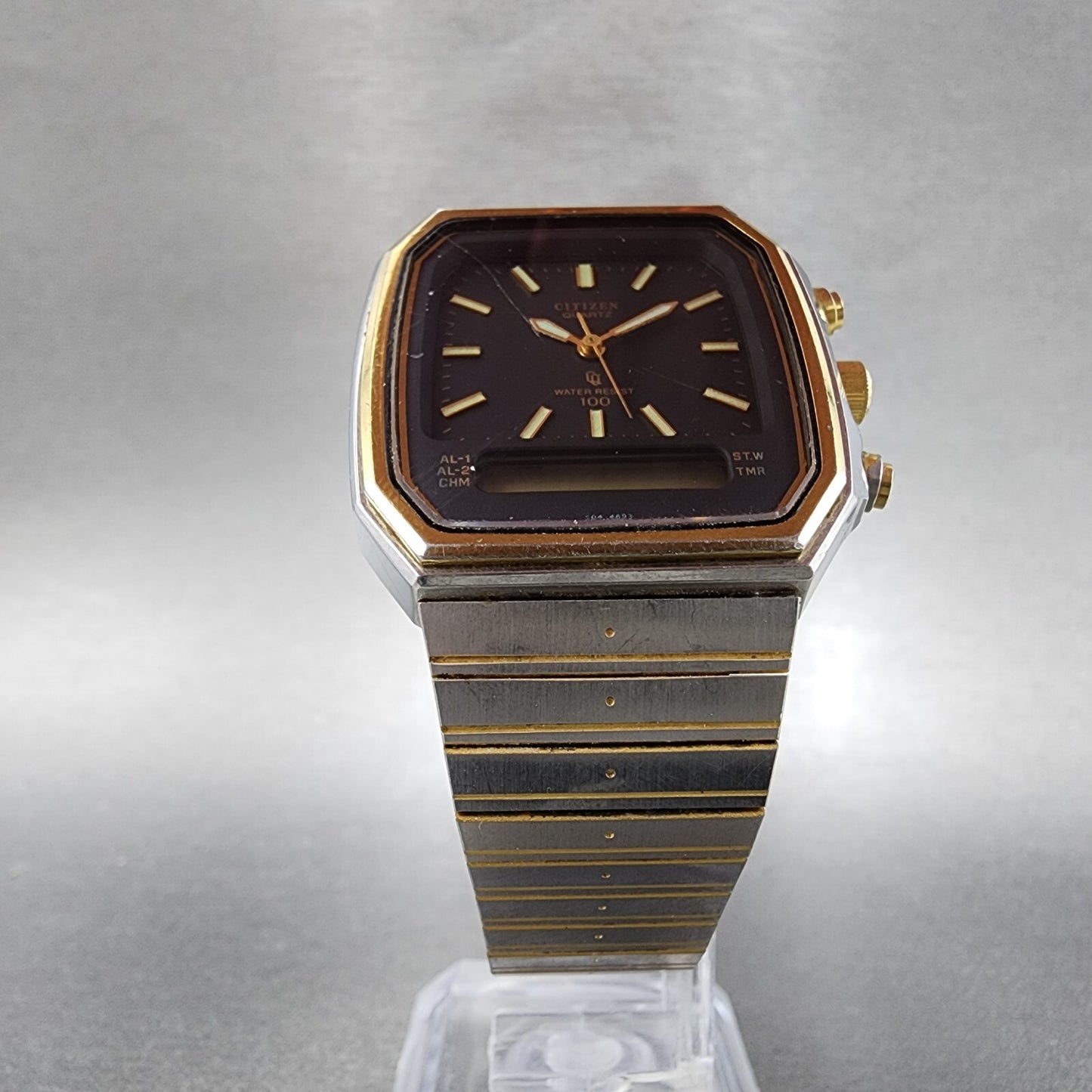Citizen CQ Watch Men 32mm Black Dial Two Tone Analog Digital 8950-084985 PARTS