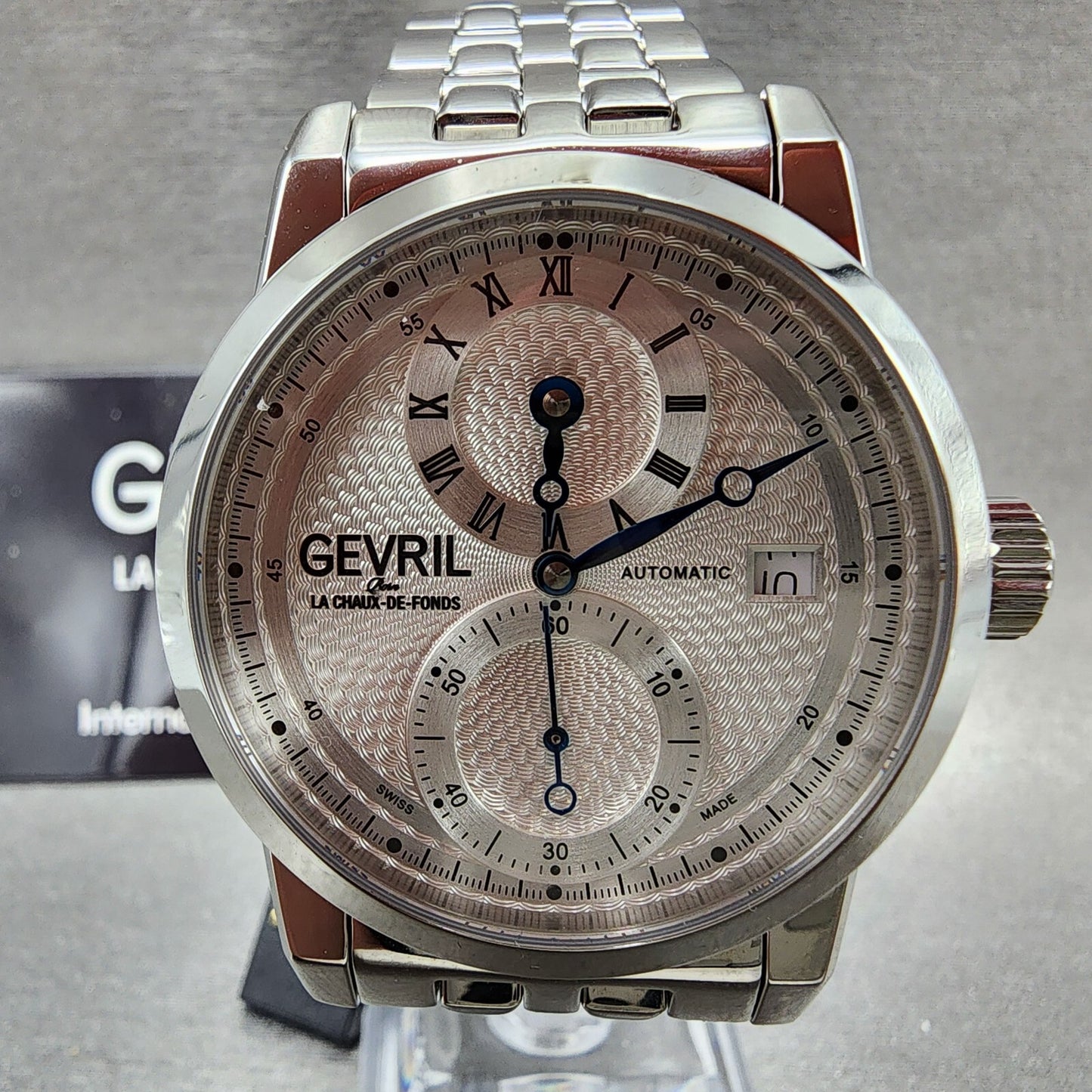 Gevril Gramercy Watch Men 39mm Silver Dial Stainless Steel Date Automatic 24011