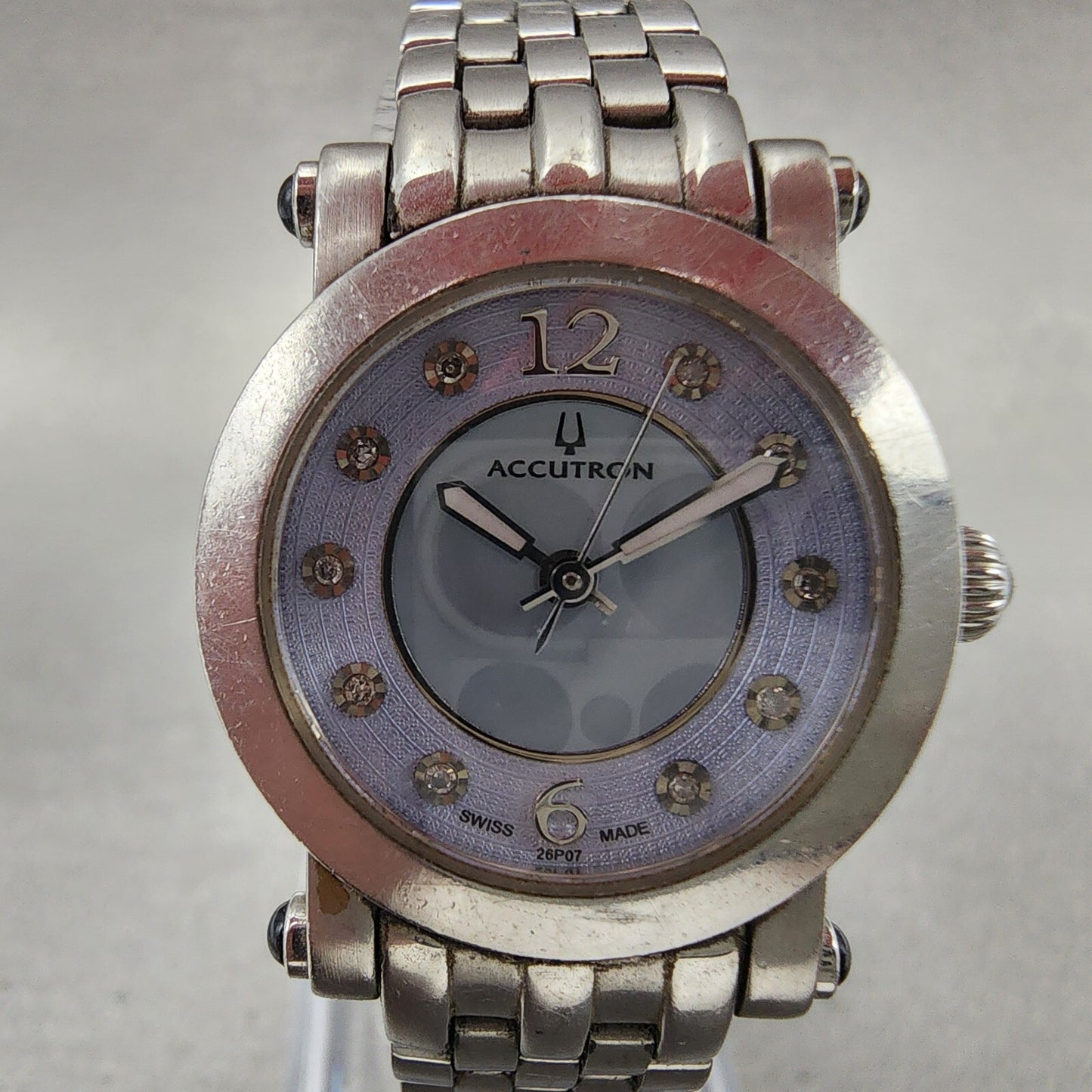 Bulova Accutron Watch Women 24mm MOP Dial Silver Tone Diamond Accents New Batt