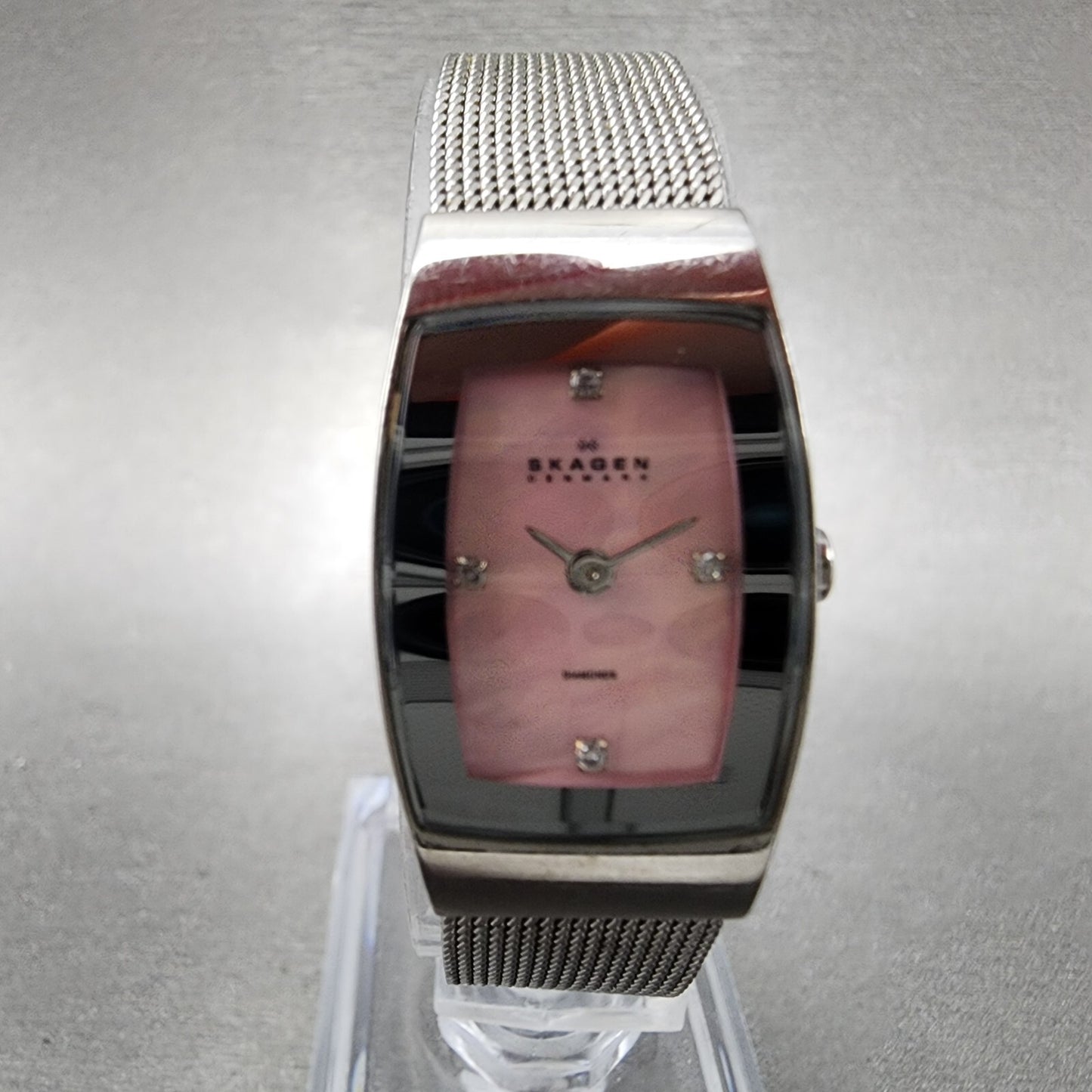 Skagen Watch Women 16mm MOP Dial Silver Tone Rectangle 271SSSPMPD New battery