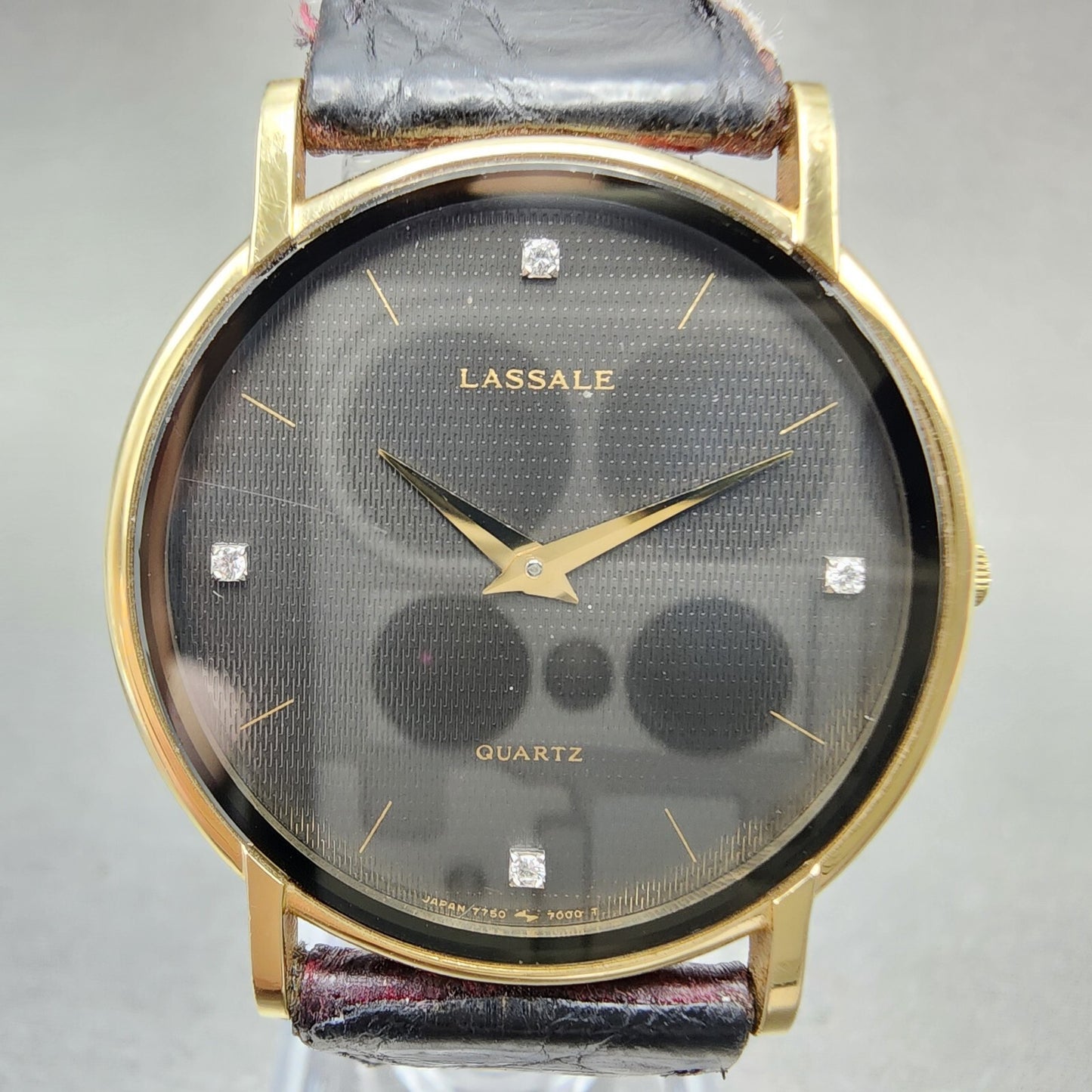 Seiko Lassale Watch Men 31mm Black Dial Gold Tone 7750-7009 New Battery READ!!!