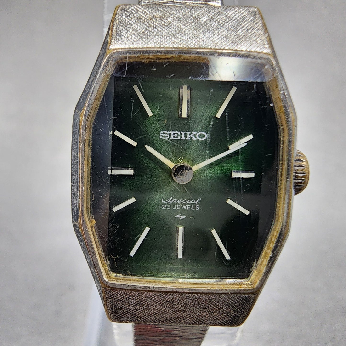 Seiko Special Watch Women 18mm Green Dial Silver Tone Manual 1140-3190 Runs
