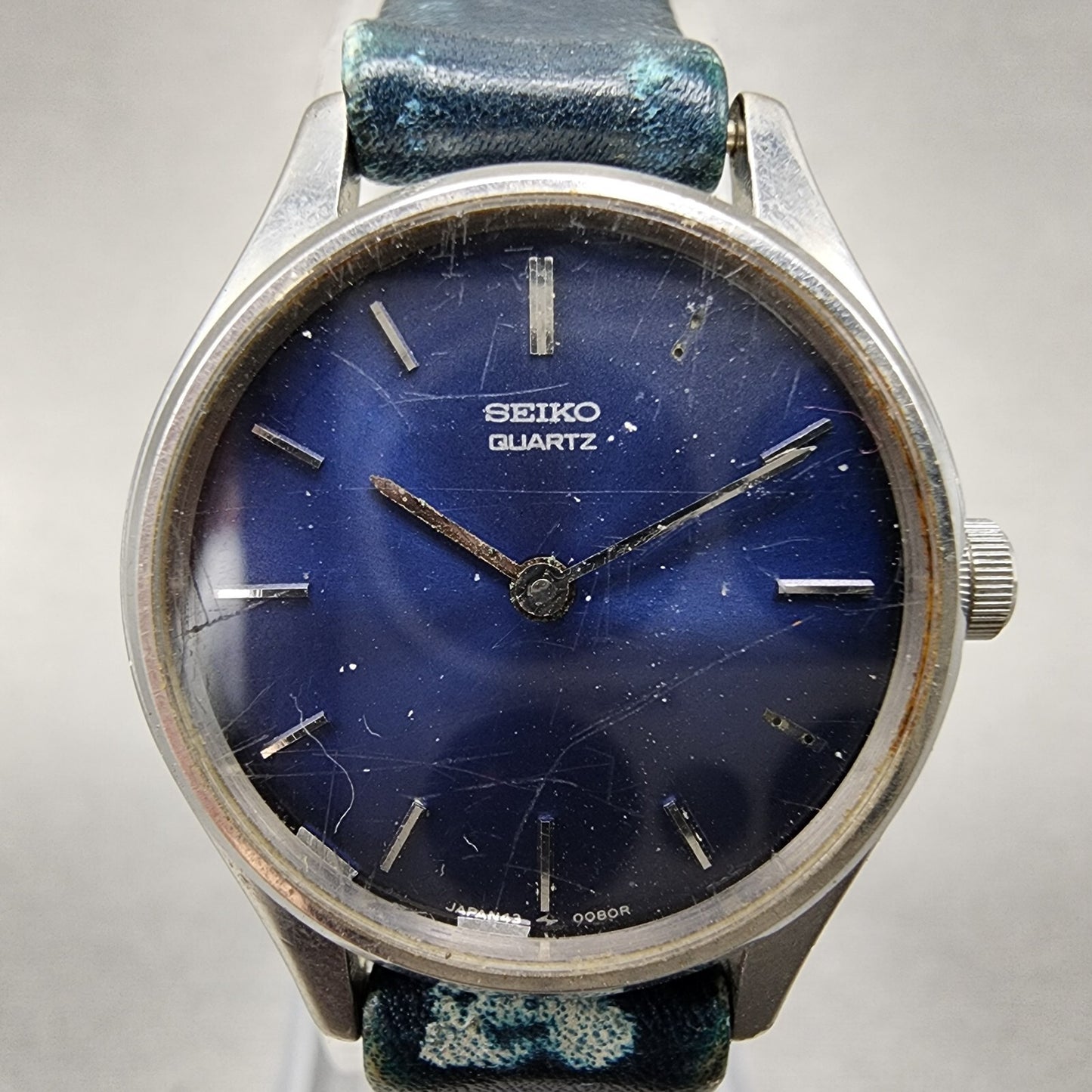 VTG Seiko Watch Women 24mm Blue Dial Silver Tone Round 43-0039 PARTS