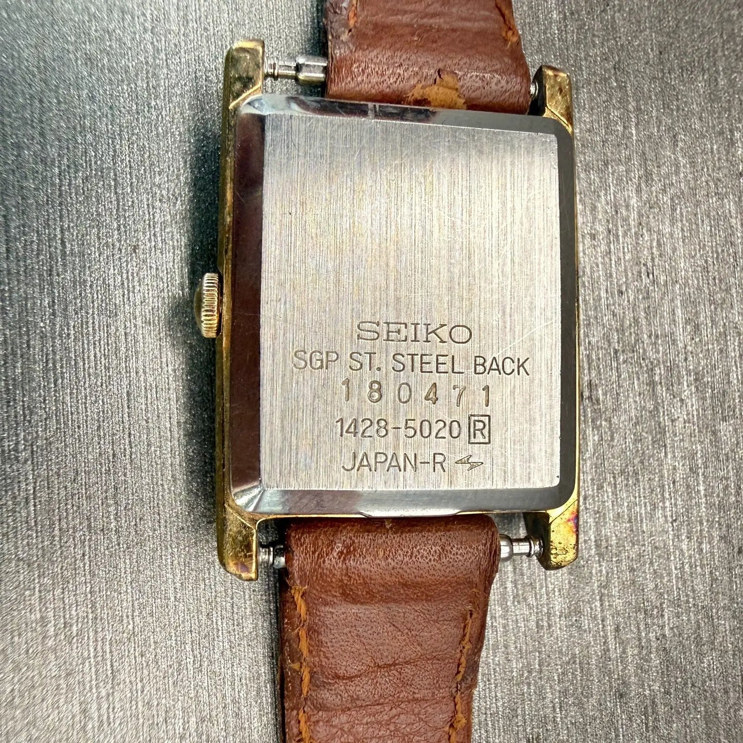 Seiko Watch Women 20mm White Dial Gold Tone Rectangle 1428-5020 New Battery VTG10
