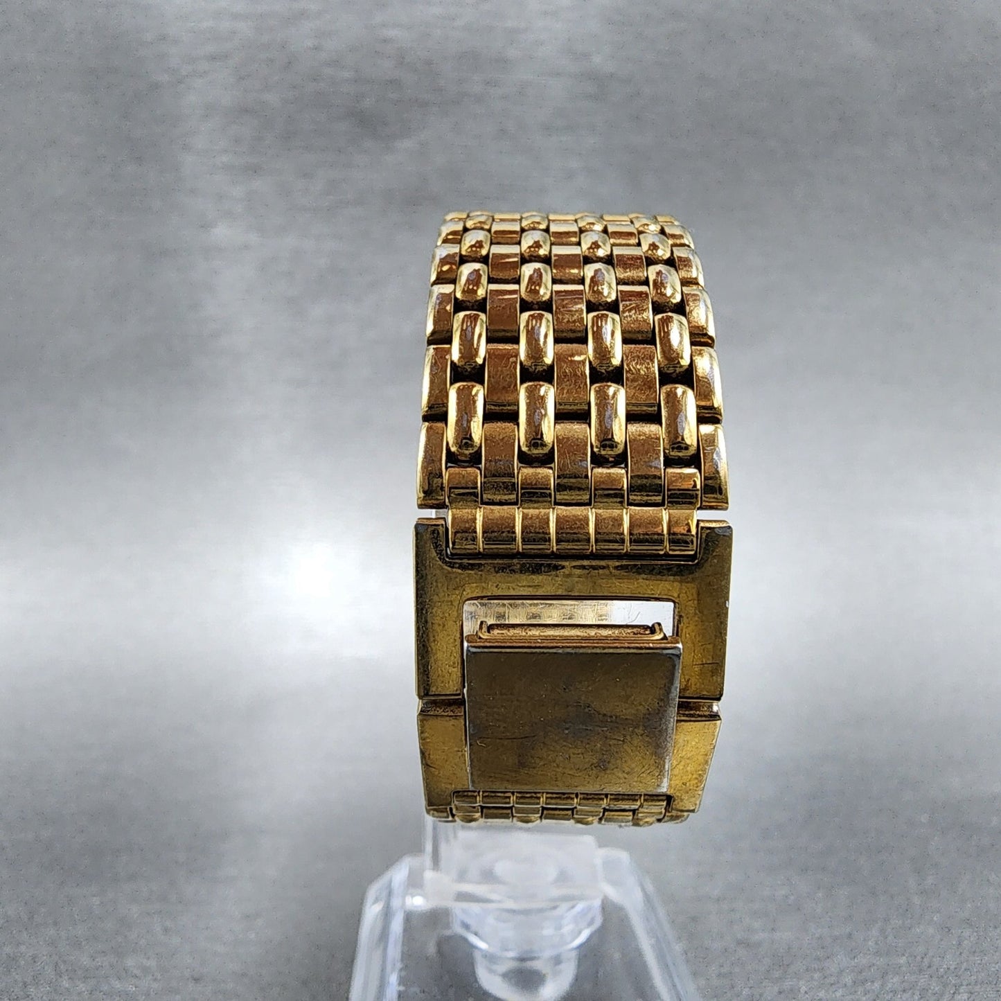 Seiko Tank Watch Men 27mm Black Dial Gold Tone Rectangle 5Y30-5189 New Battery