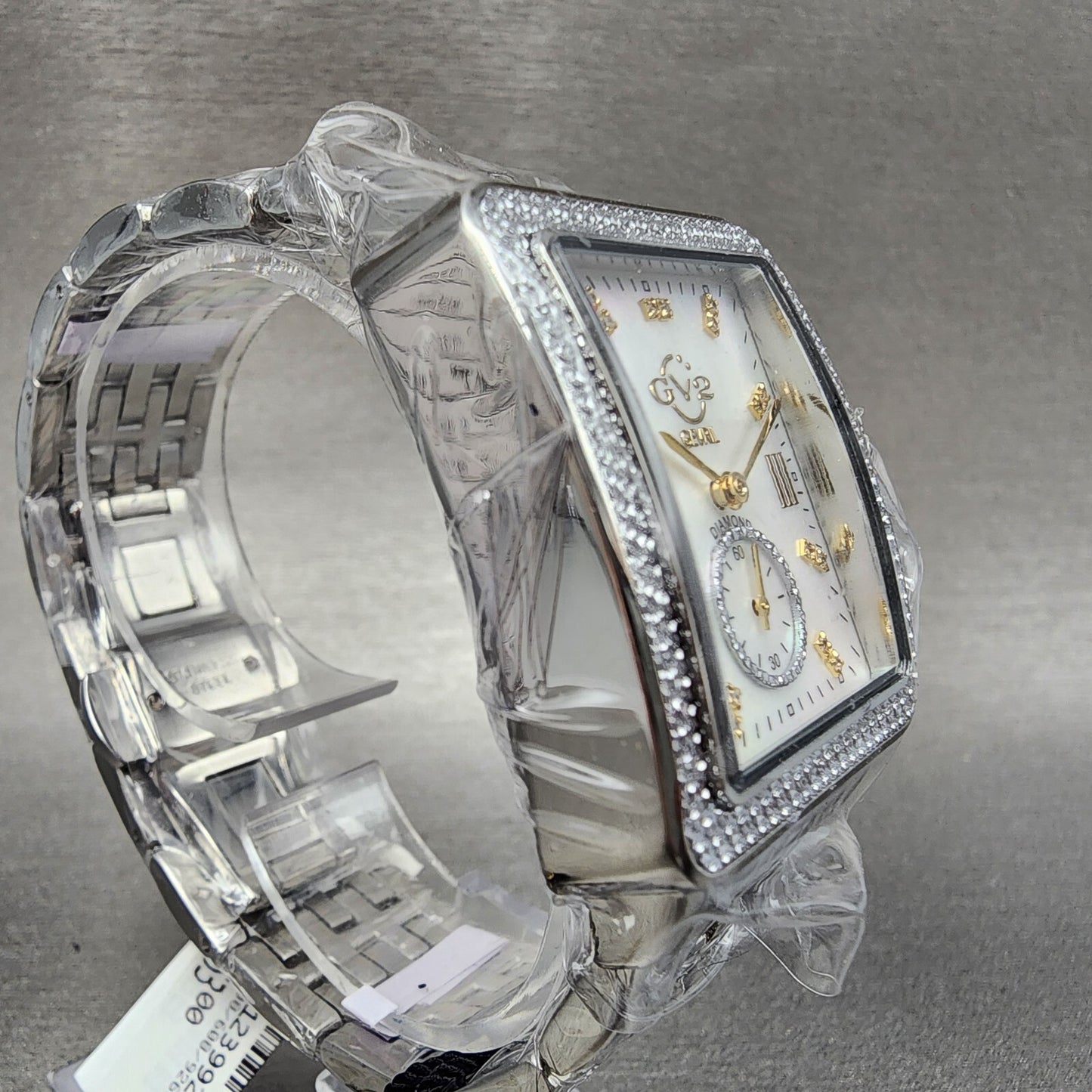 Gevril GV2 Bari Tank Watch Women 31mm MOP Dial Steel Diamond bezel Small Seconds