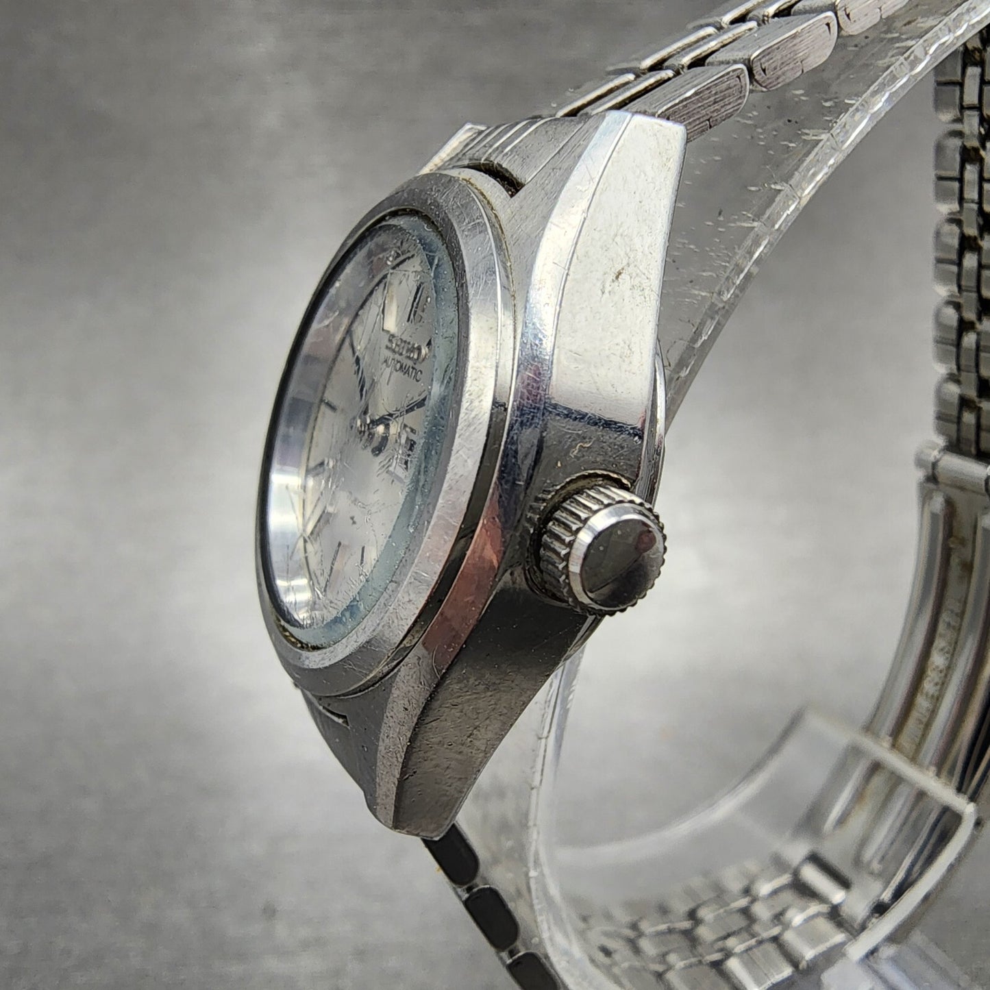 Seiko Automatic Watch Women 25mm Silver Dial Silver Tone Daydate 2205-0750 Runs