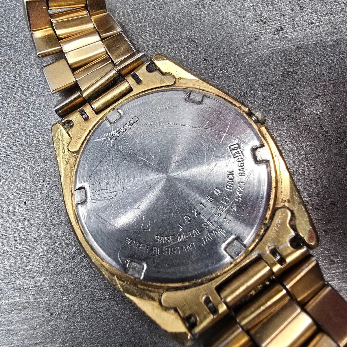 Seiko SQ President Watch Men 36mm Gold Dial Gold Daydate 5Y23-8A60 New Batt 5610