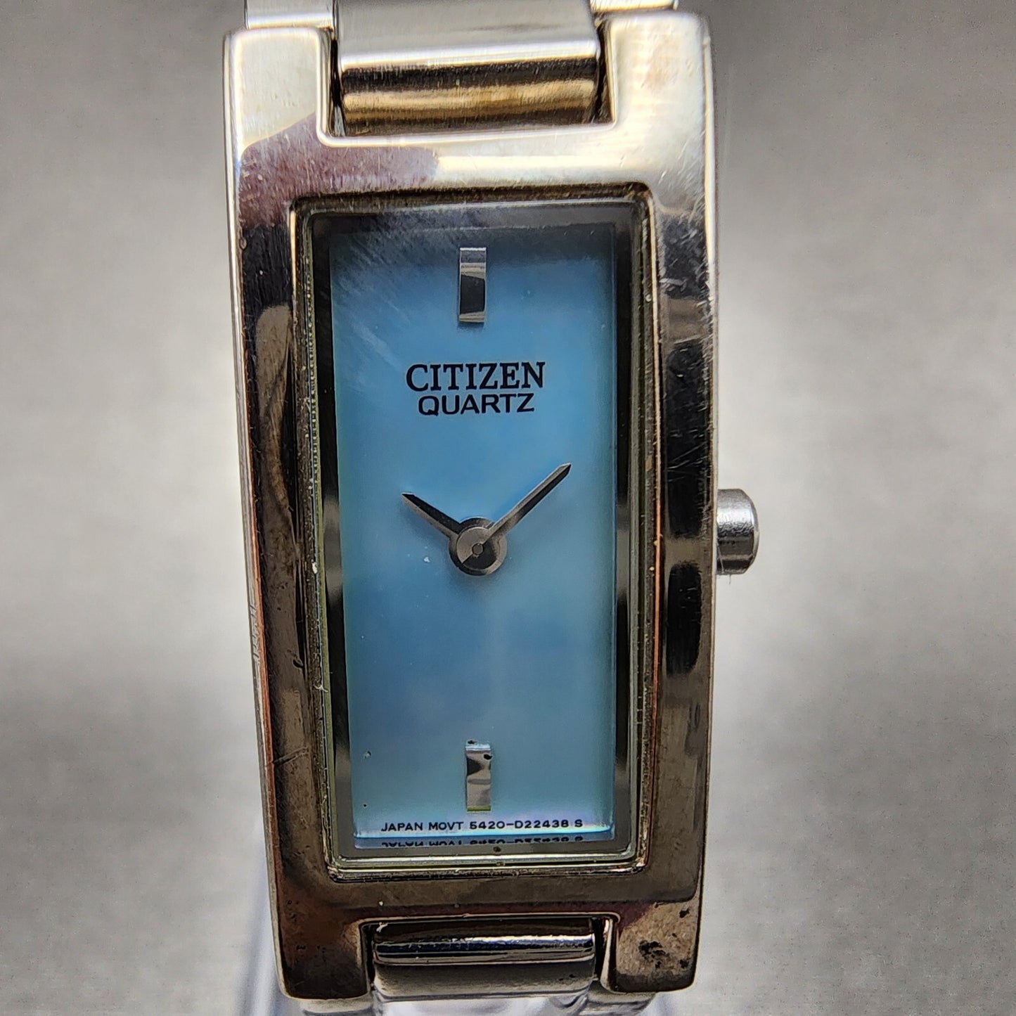 Citizen Tank Watch Women 15mm MOP Dial Silver Tone Rectangle 5421-S98985 New Bat