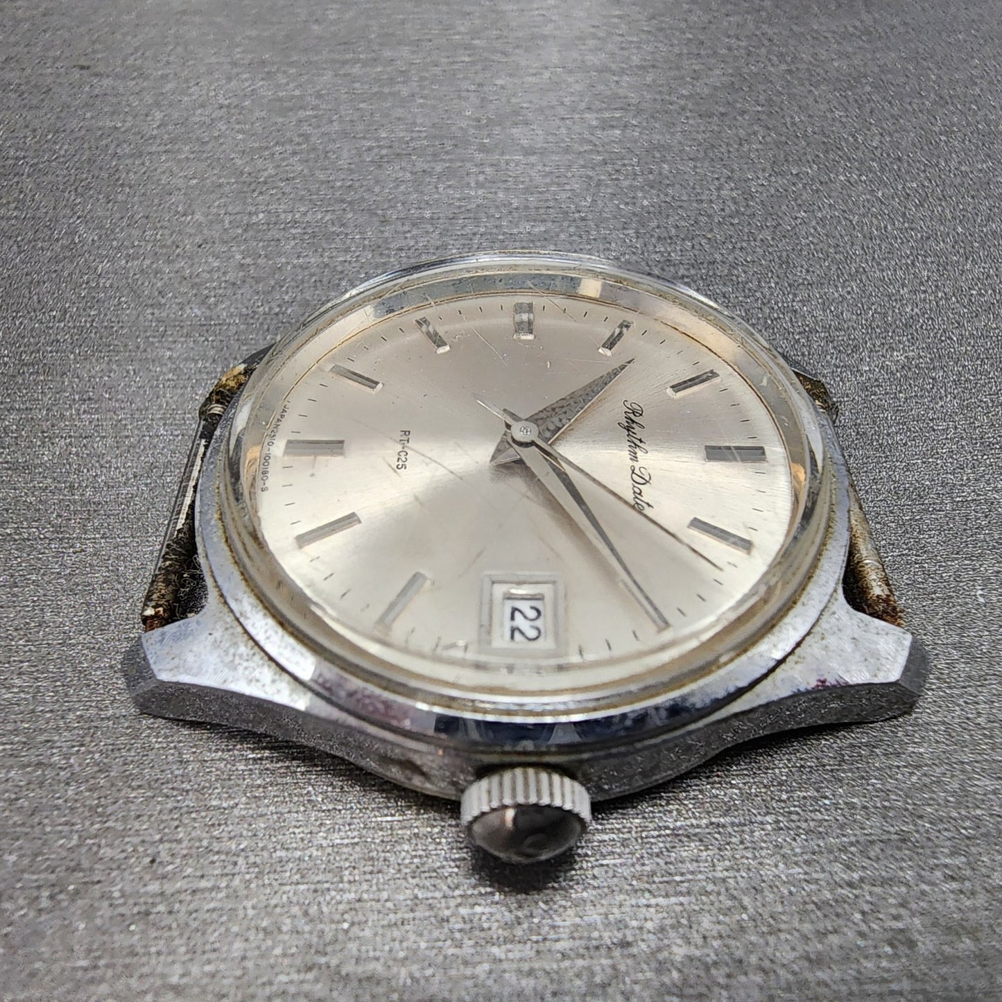 Citizen Rhythm Date Manual Watch Men 33mm Silver Dial Silver Tone Date Runs