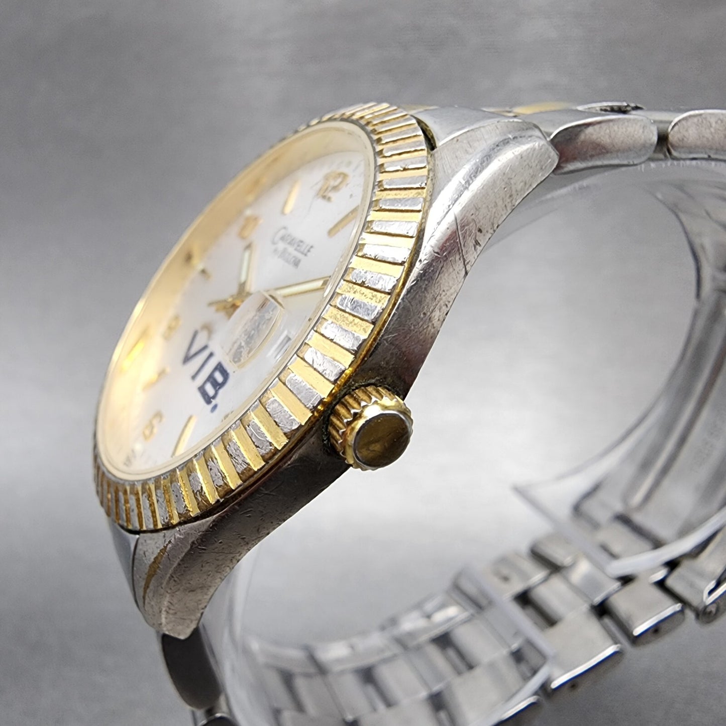 Caravelle Bulova Watch Men 36mm Silver Dial Two Tone Date Round 45B26 New Batt