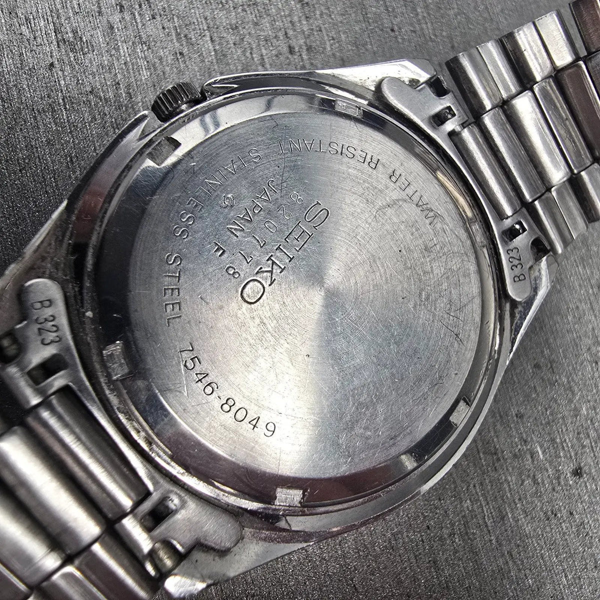 Seiko SQ Watch Men 37mm Black Dial Silver Tone Daydate Round 7546-8049 New Batt10