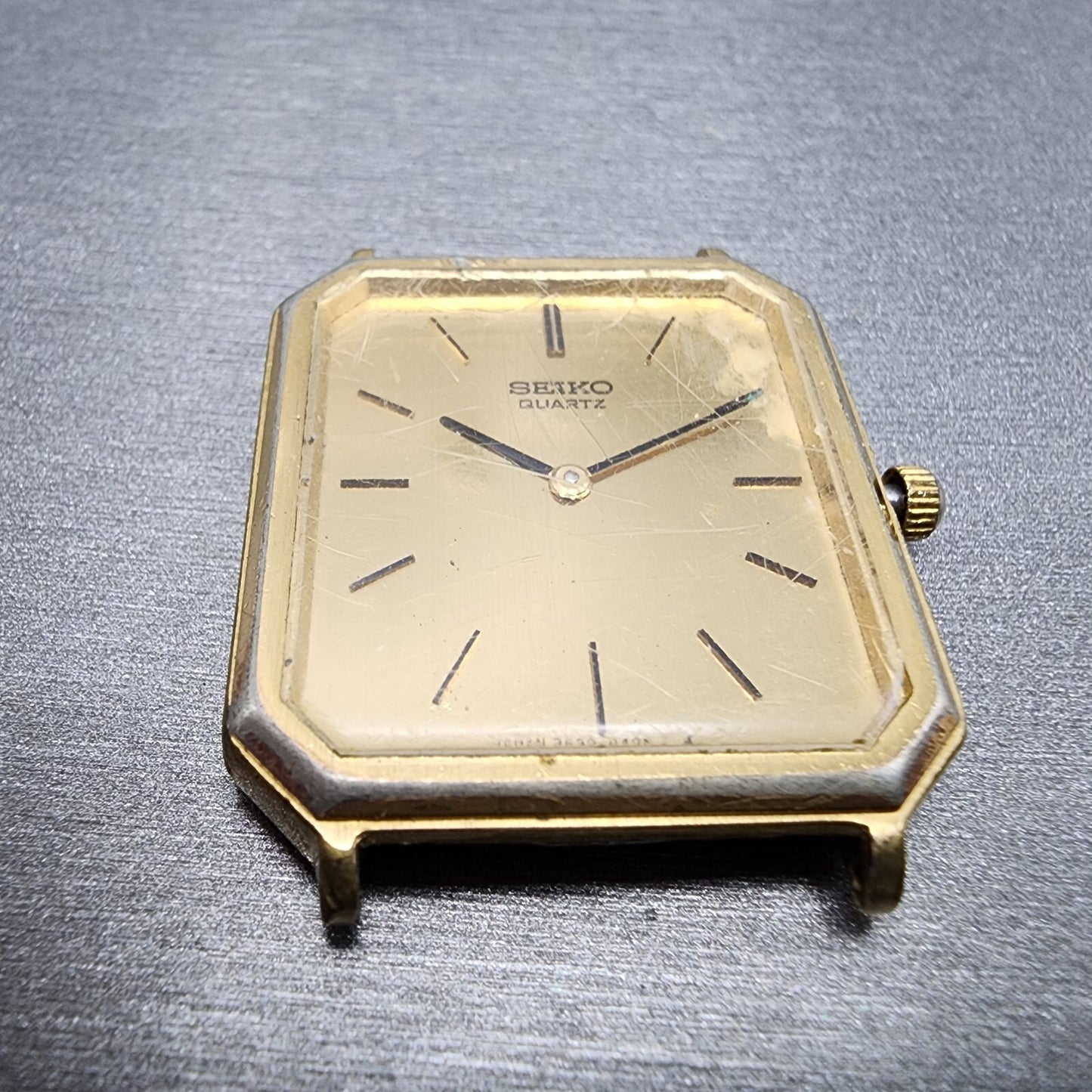 Seiko Tank Watch Men 29mm Gold Dial Gold Tone Octagon 2620-5270 PARTS VTG