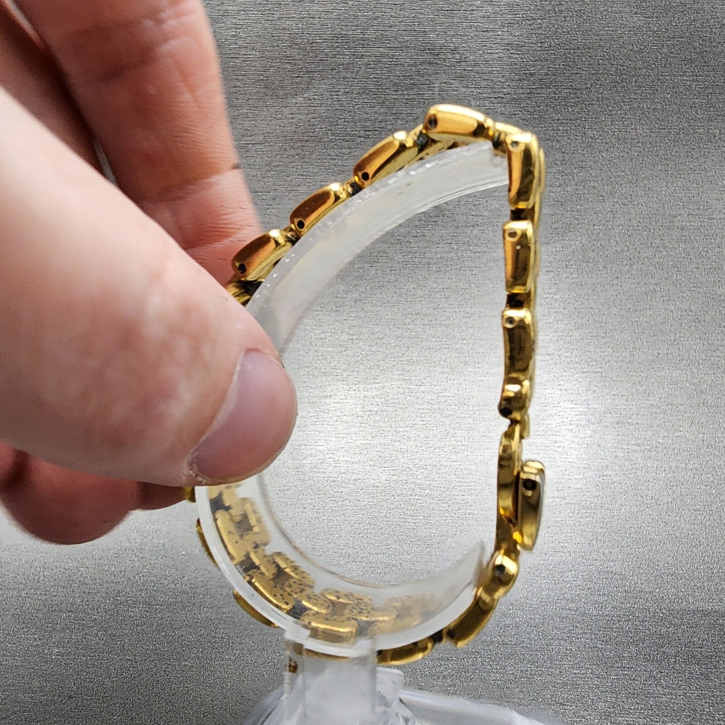 Seiko Watch Women 20mm Gold Dial Gold Tone Diamond Round 1N00-1C99 New Batt VTG