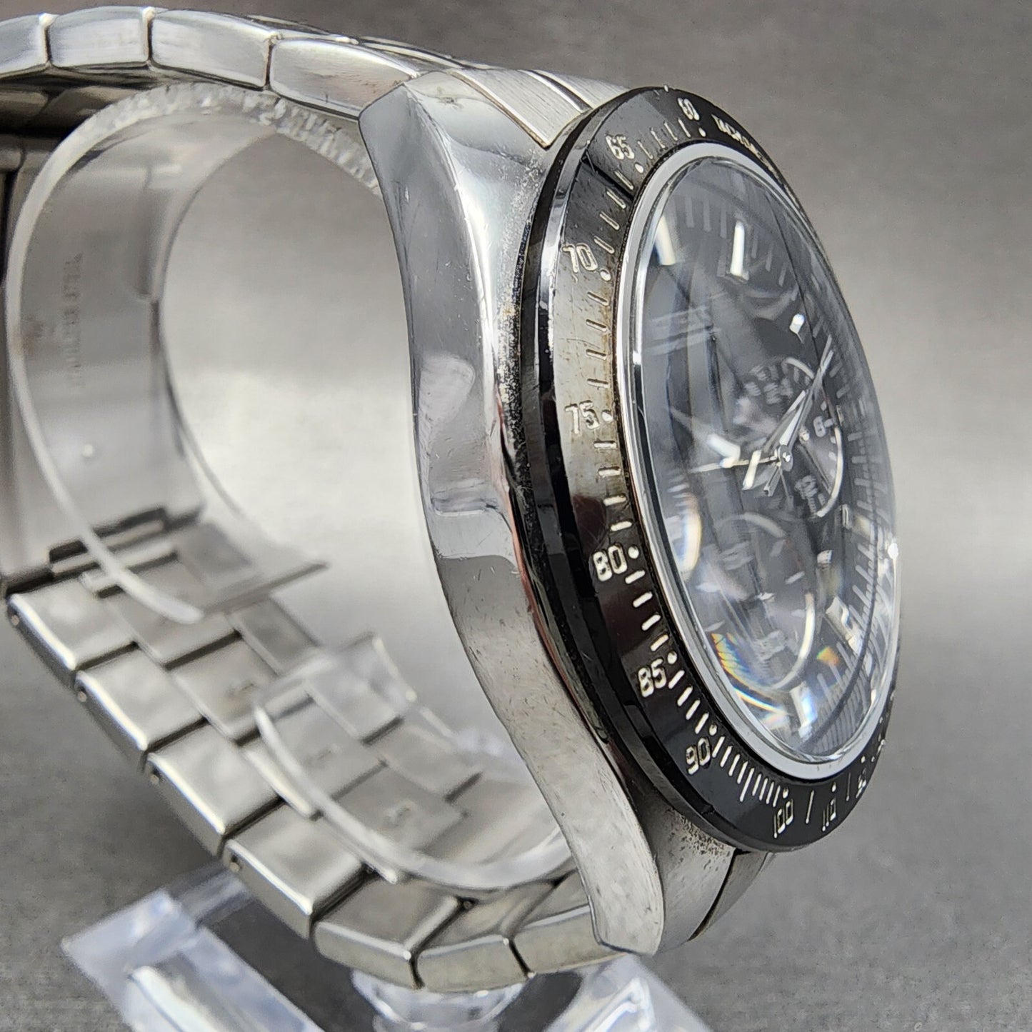 Guess Chronograph Watch Men 42mm Black Dial Steel Round U12505G1 New Battery