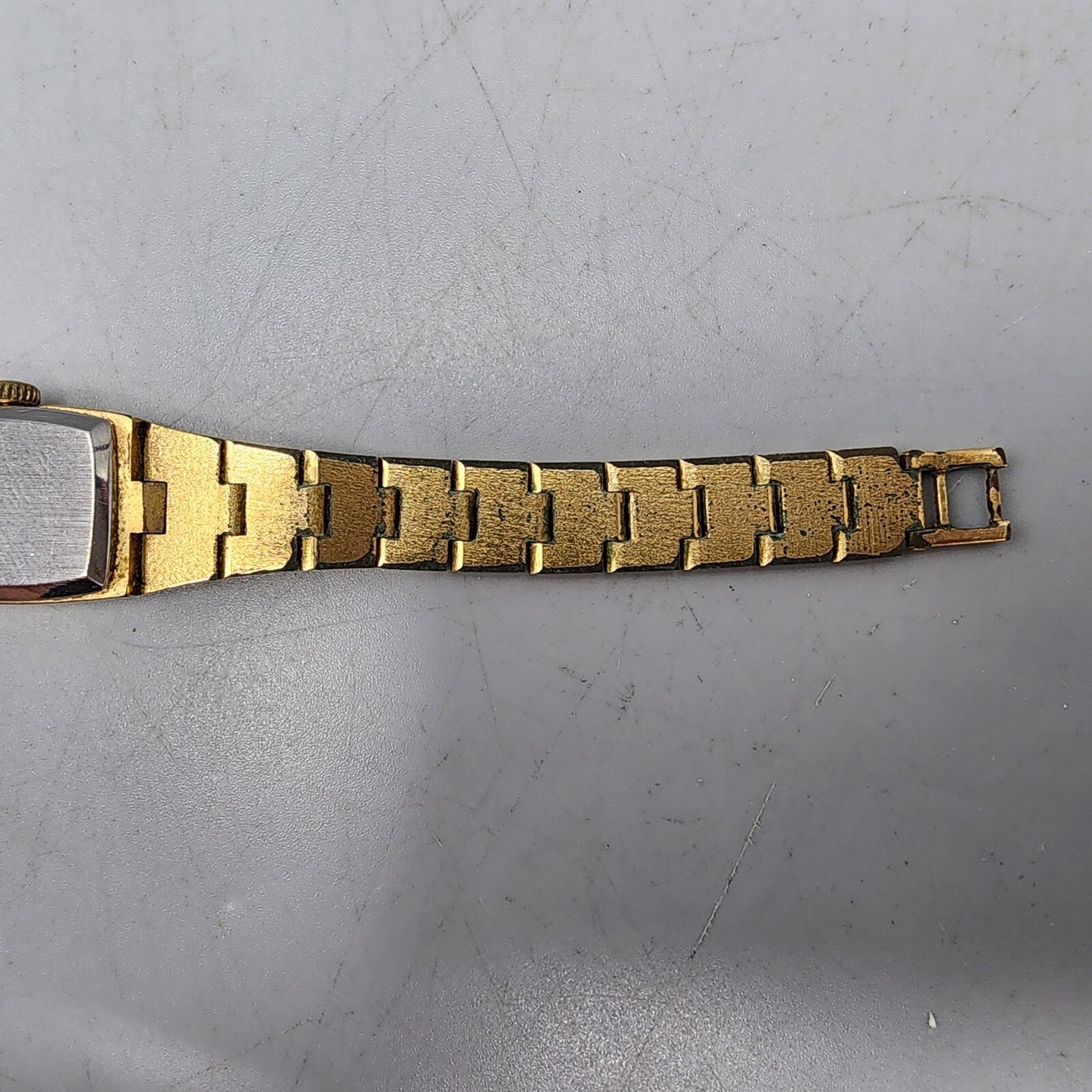 Stowa Pallas Watch Women Gold Tone Gold Dial 16mm Rectangle Manual Wind Runs