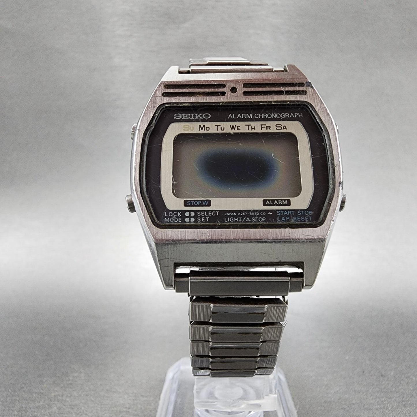 Seiko Digital Watch Men 34mm Steel Alarm Chronograph A257-5010 PARTS