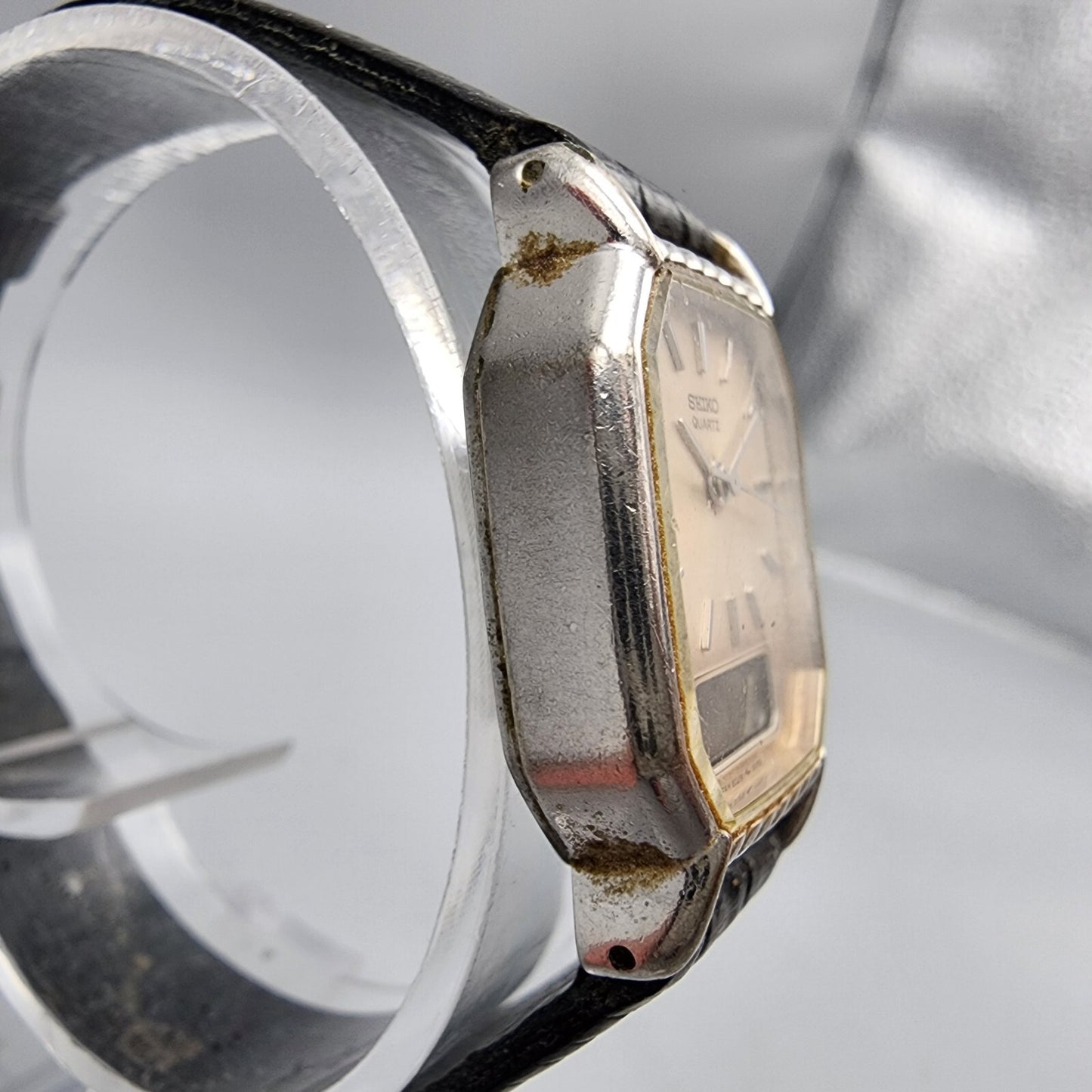 VTG Seiko Watch Women 22mm Analog Digital Silver Dial Palladium READ!!! E029