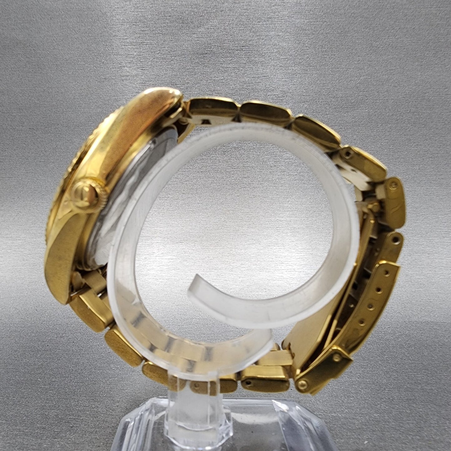 Stauer Watch Men 40mm Gold Foil Dial Gold Tone Daydate 24867 New Battery