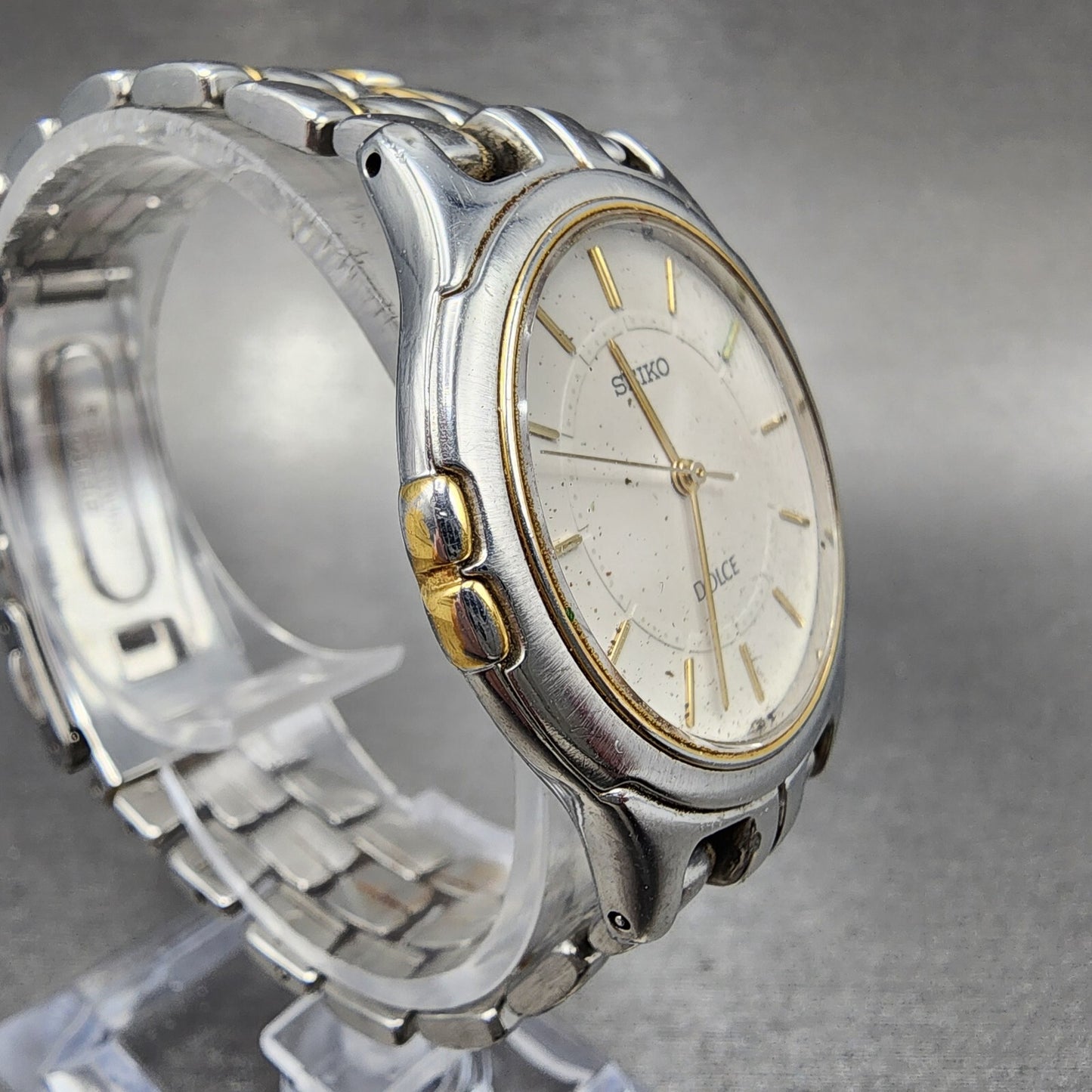 Seiko Dolce Watch Men 33mm Gray Dial Two Tone Round 8J41-6140 PARTS