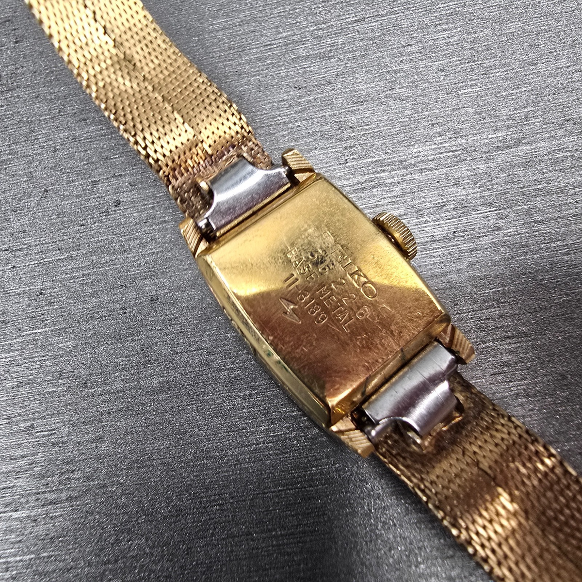 Seiko Watch Women 14mm Gold Dial Gold Tone Rectangle 11-3189 Manual Wind Works10