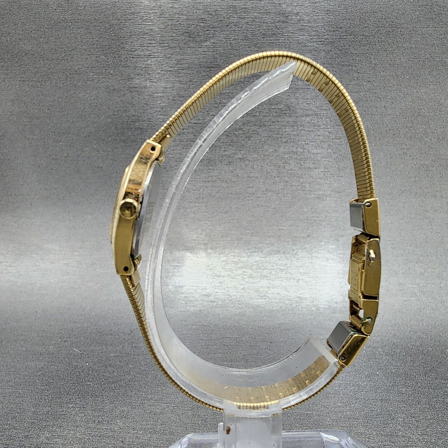 Vintage Seiko Watch Women 25mm Gold Dial Gold Tone Hexagon 2C21-5149 New Batt A1