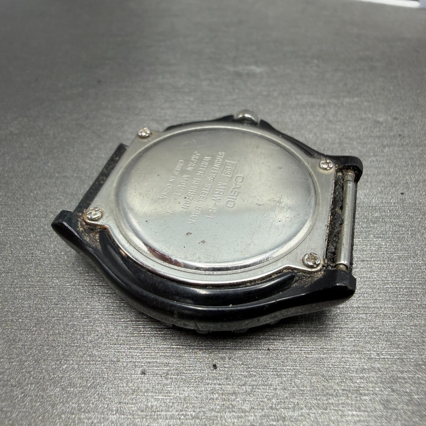 Casio Dive Watch Men 36mm Black Dial Black Tone Daydate Round MRW-81 PARTS11