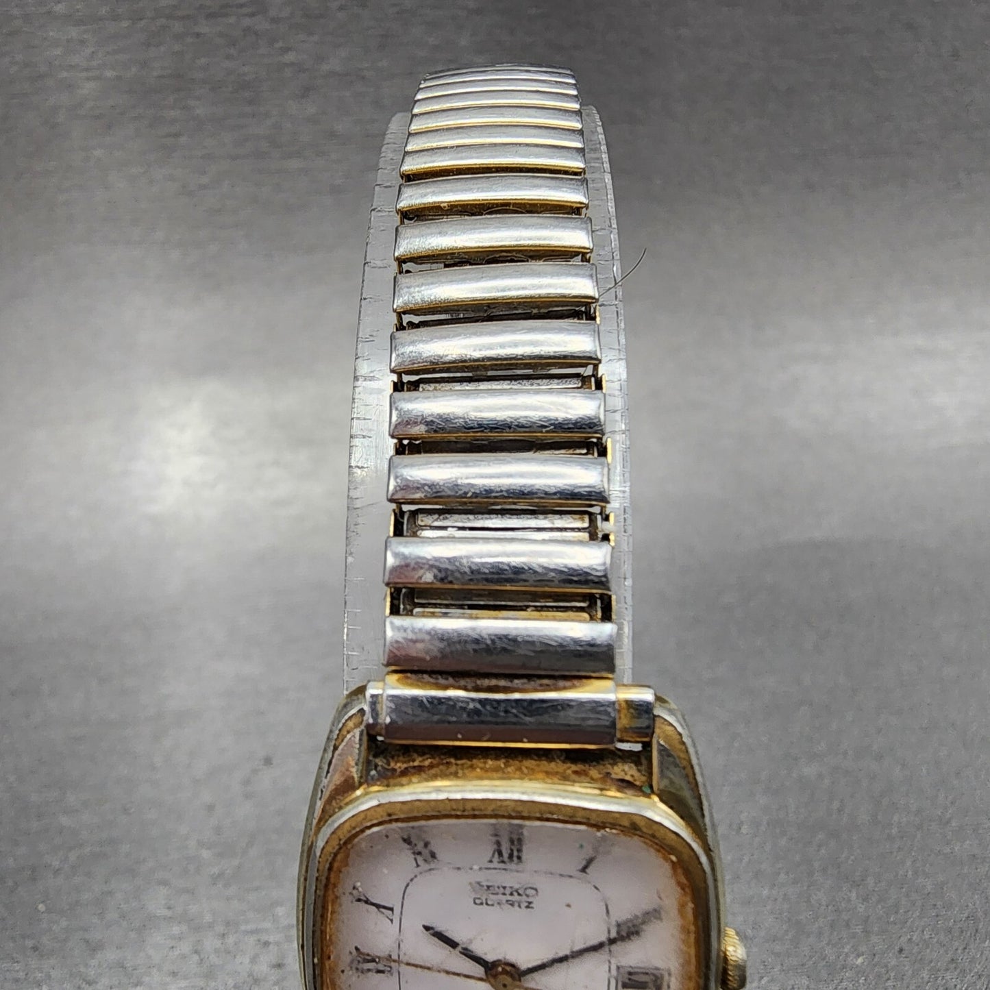Seiko Watch Women 21mm White Dial Gold Tone Date 2a22-5080 New Battery READ!!!!!