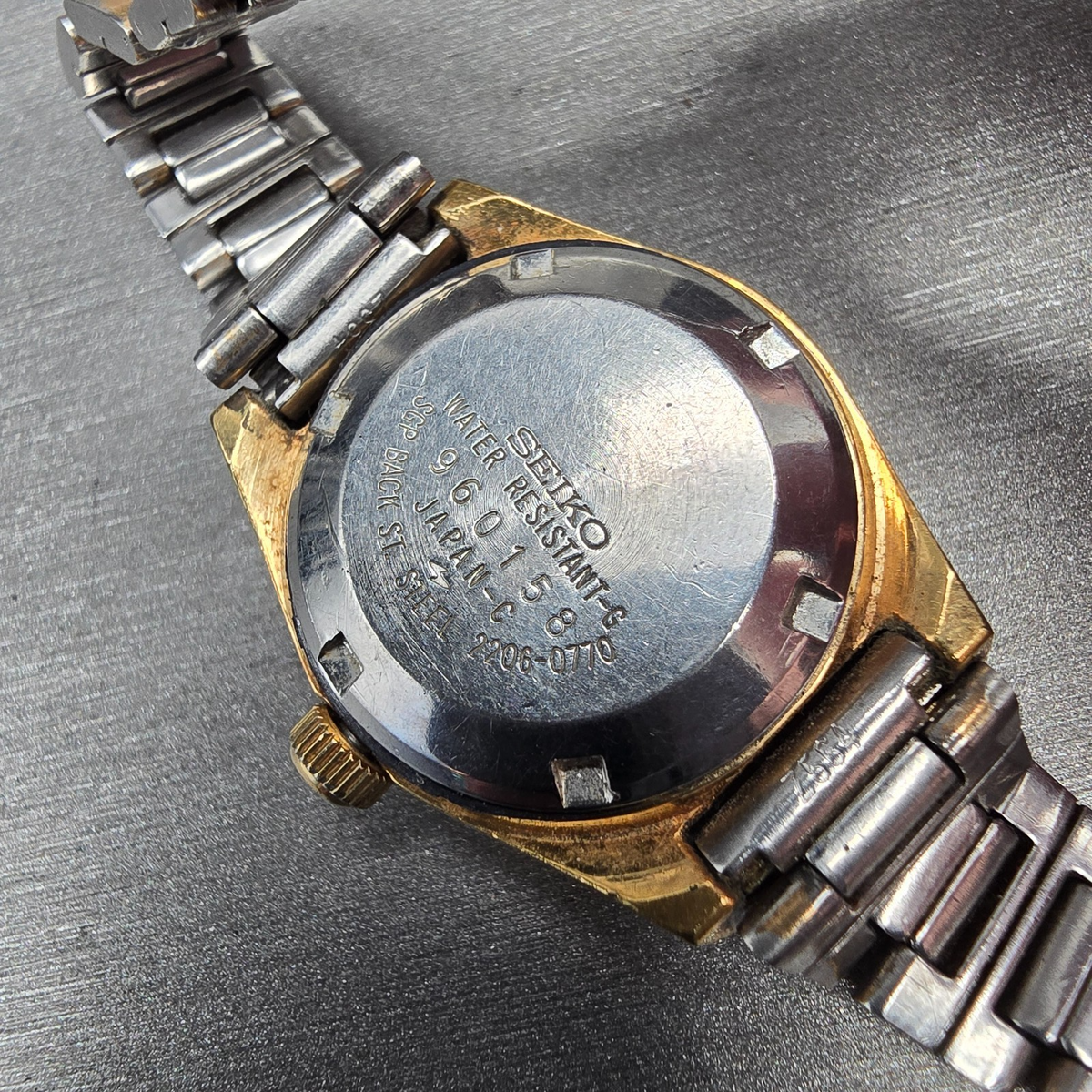 Seiko Automatic Watch Women 24mm Black Dial Gold Tone Daydate 2206-0770 Works JP10