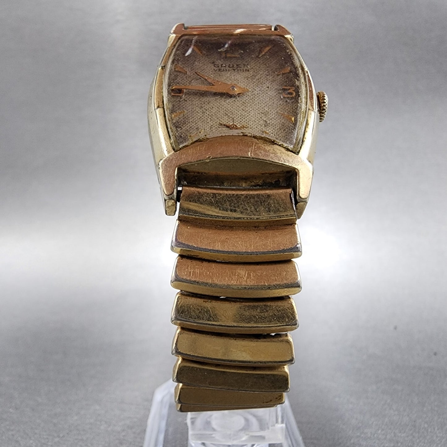 VTG Gruen Veri Thin Watch Men 25mm Cream Dial Gold Filled Manual Wind Cal 415