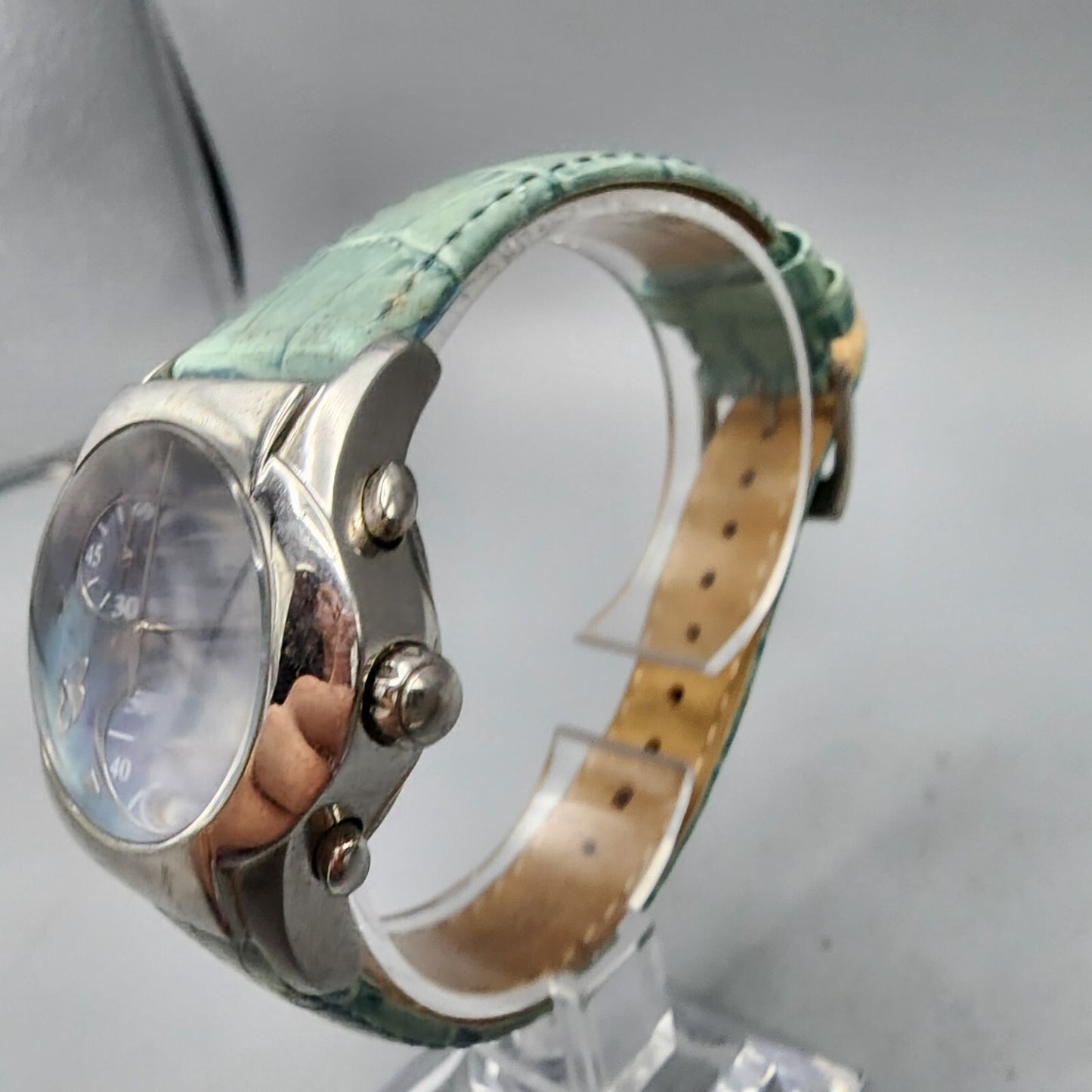 Honora Chronograph Watch Women 39mm MOP Dial Silver Tone Date Oval New Battery
